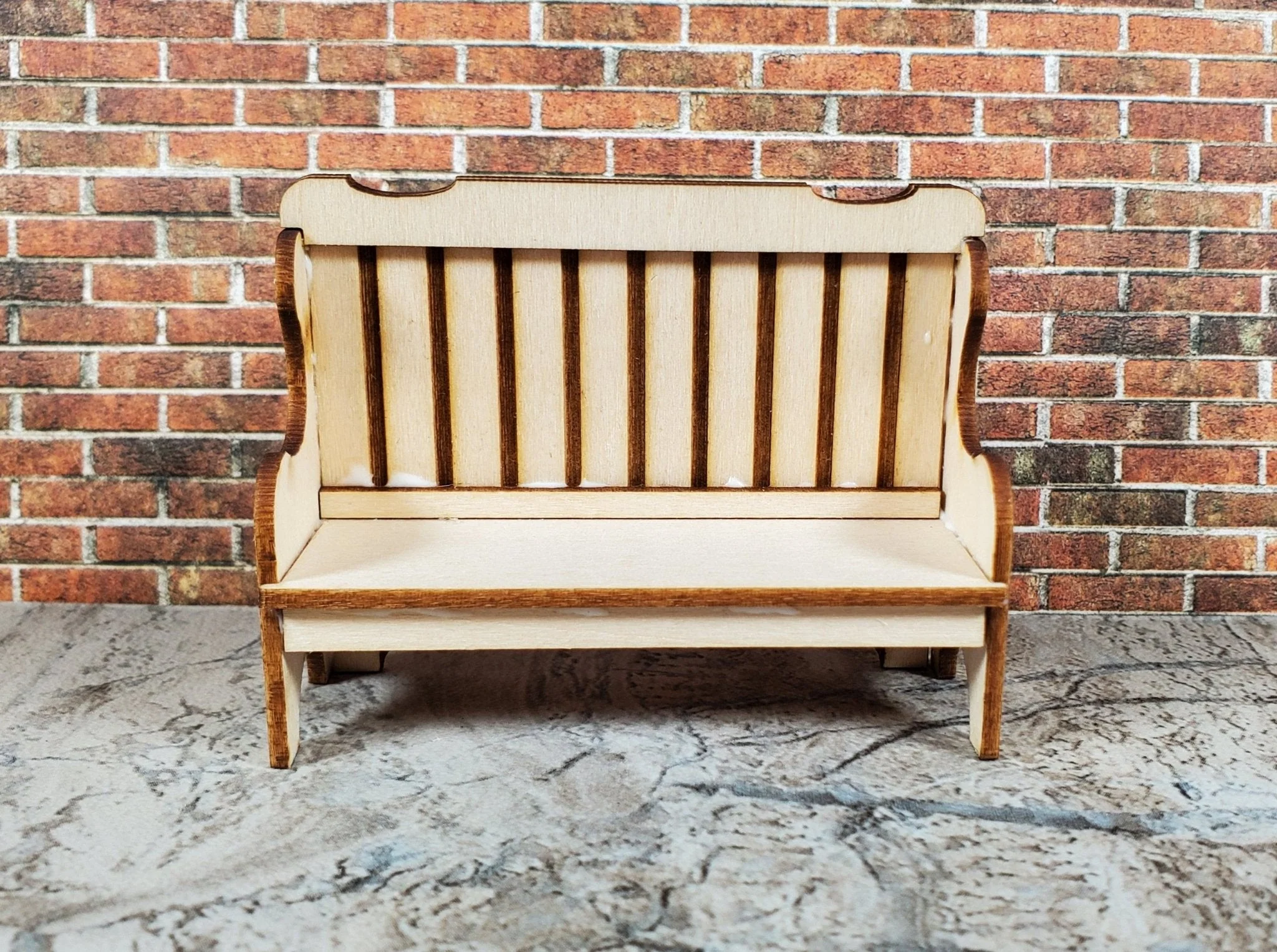 Dollhouse HALF SCALE High Back Bench DIY Kit 1:24 Miniature Wood Furniture - Image 7