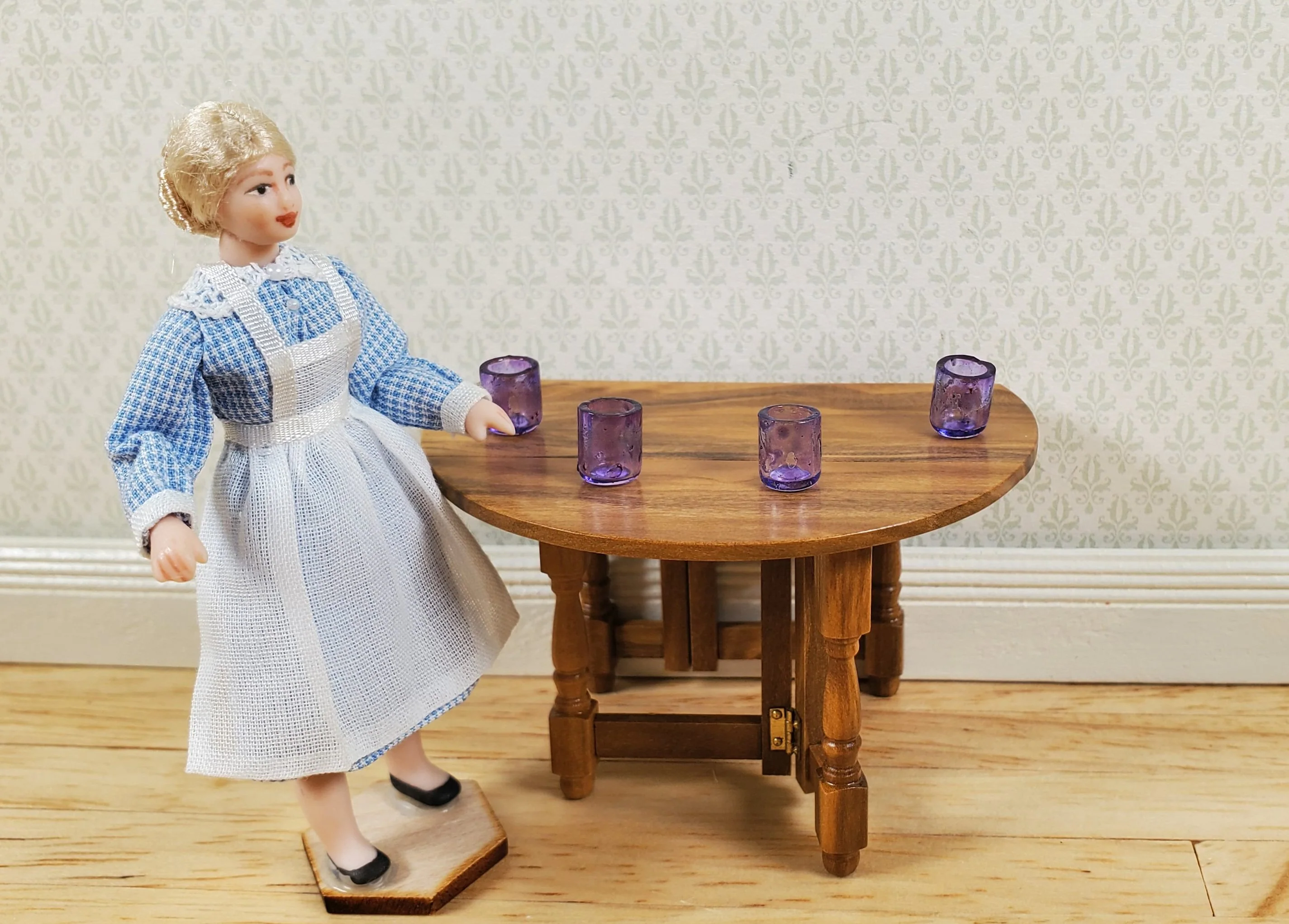 Dollhouse HALF SCALE Juice Glasses Purple Set of 4 1:24 Miniature Real Glass - Image 2