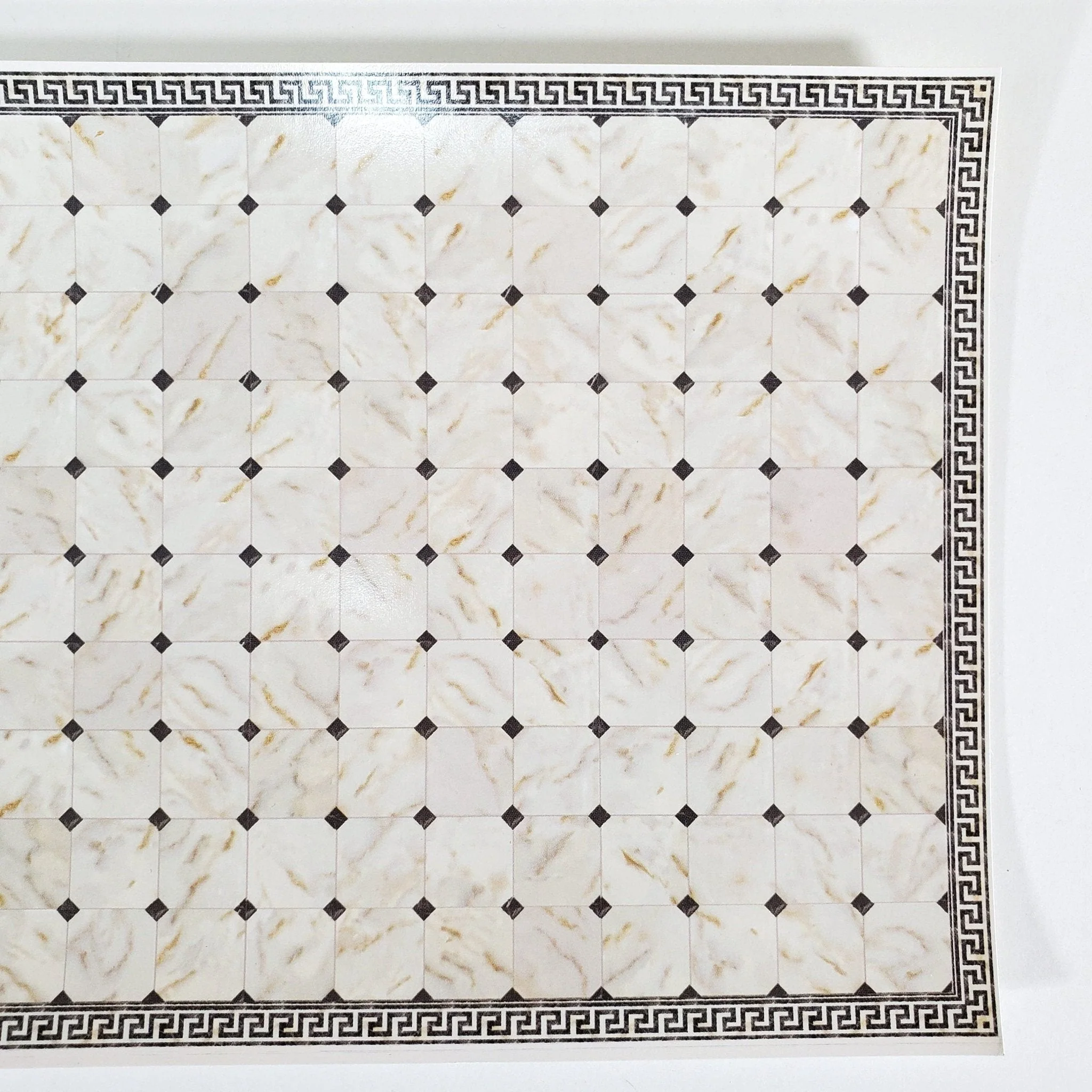 Dollhouse HALF SCALE Marble Tile Sheet Greek Border Black & White Floor 1:24 World Model - Image 2