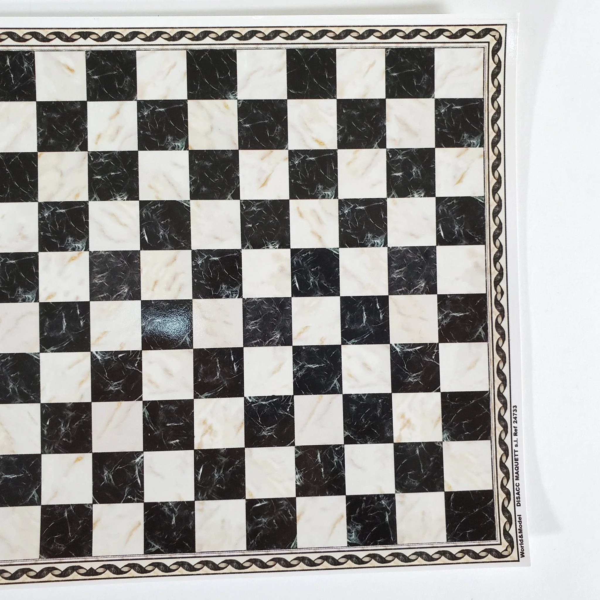 Dollhouse HALF SCALE Marble Tile Sheet with Border Black & White Floor 1:24 World Model - Image 2