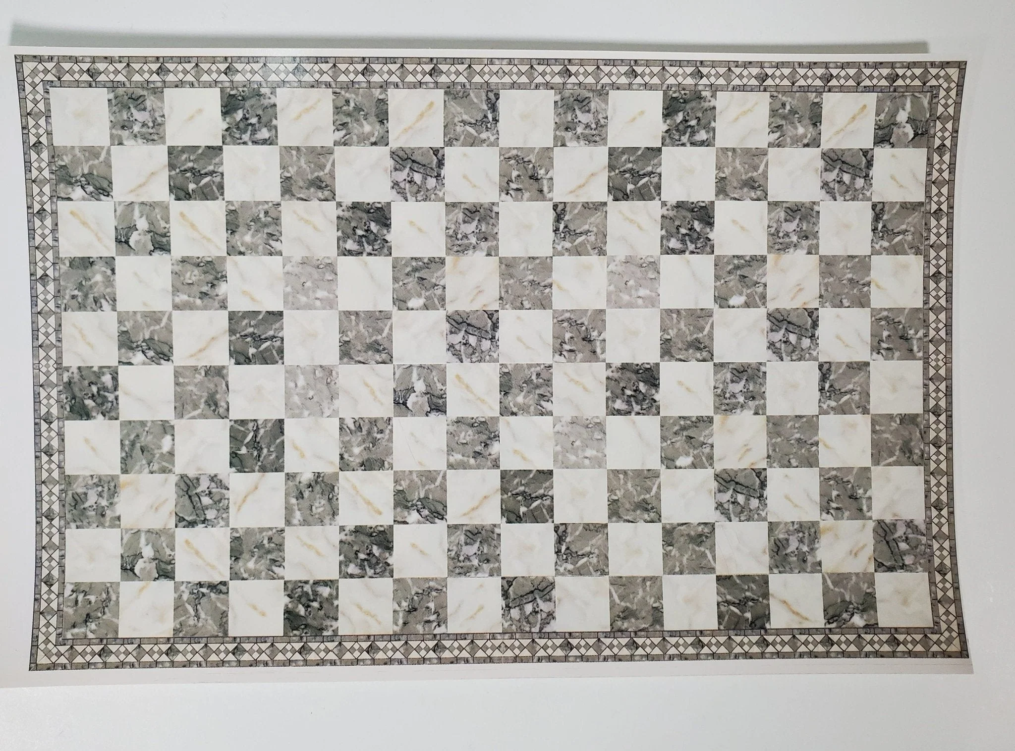Dollhouse HALF SCALE Marble Tile Sheet with Border Gray Brown White Floor 1:24 World Model