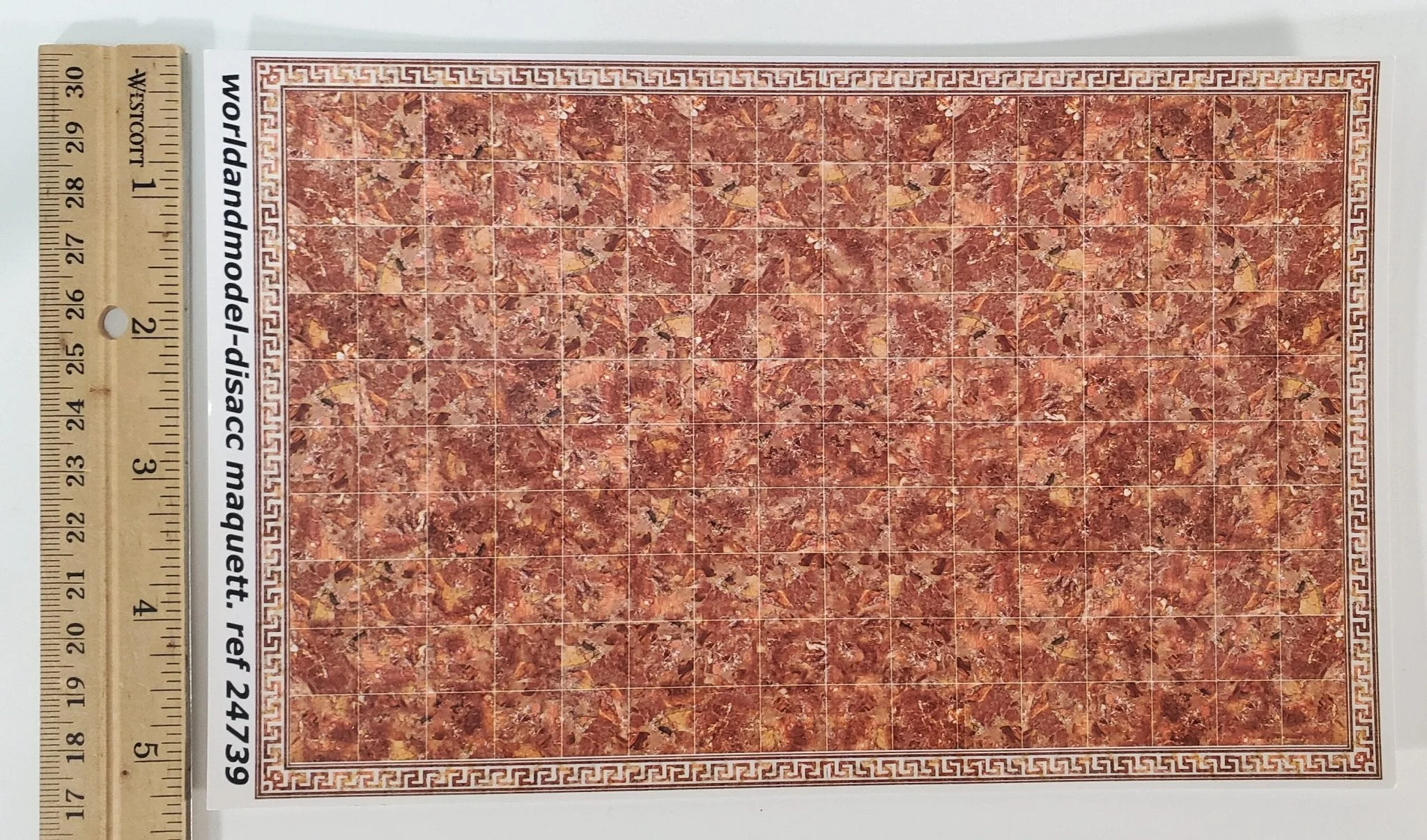 Dollhouse HALF SCALE Marble Tile Sheet with Border Rusty Salmon Floor 1:24 World Model - Image 4