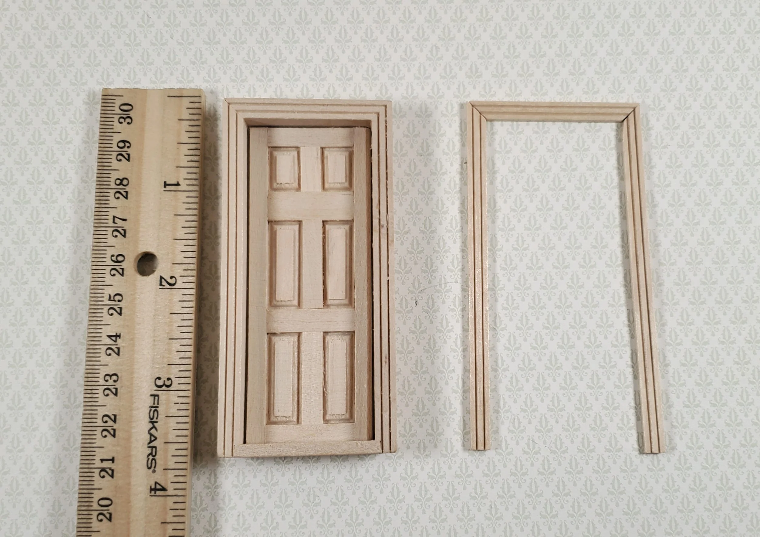 Dollhouse HALF SCALE Miniature Door 6 Panel Wood with Interior Trim 1:24 - Image 4