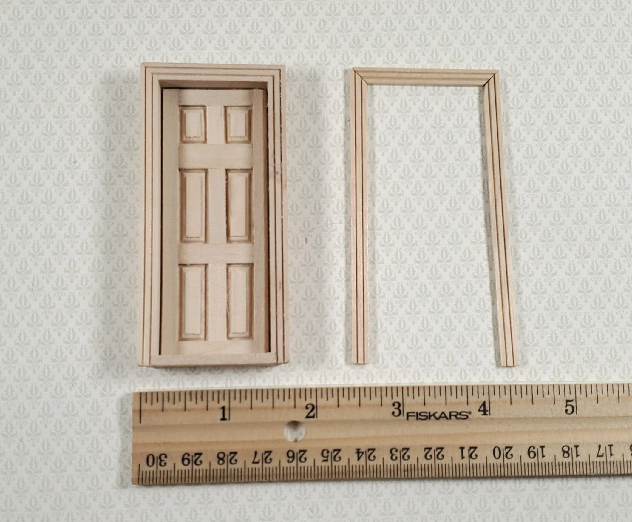 Dollhouse HALF SCALE Miniature Door 6 Panel Wood with Interior Trim 1:24 - Image 5