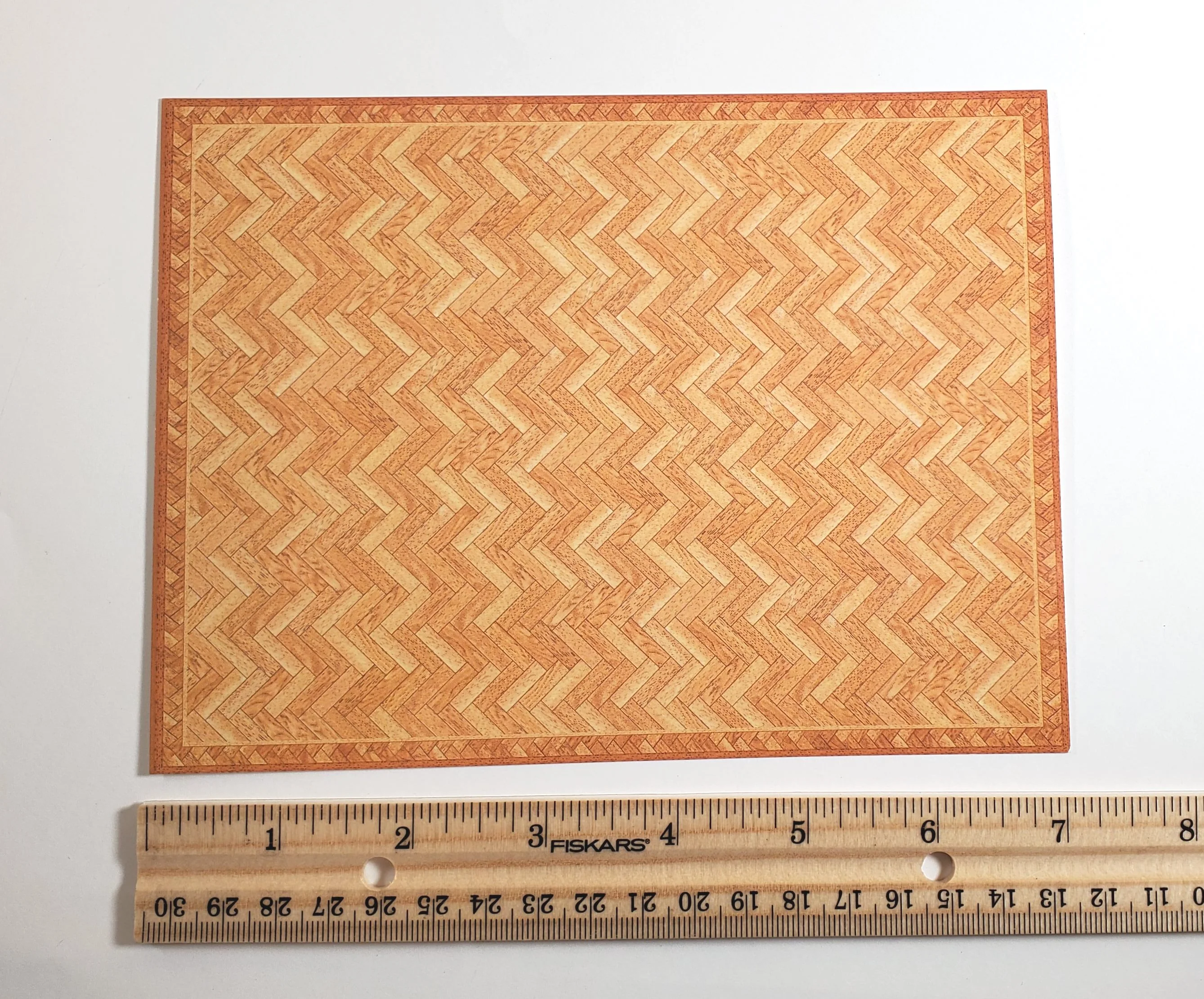 Dollhouse HALF SCALE Parquet Wood Floor Cardstock 1:24 Miniature World Model - Image 2