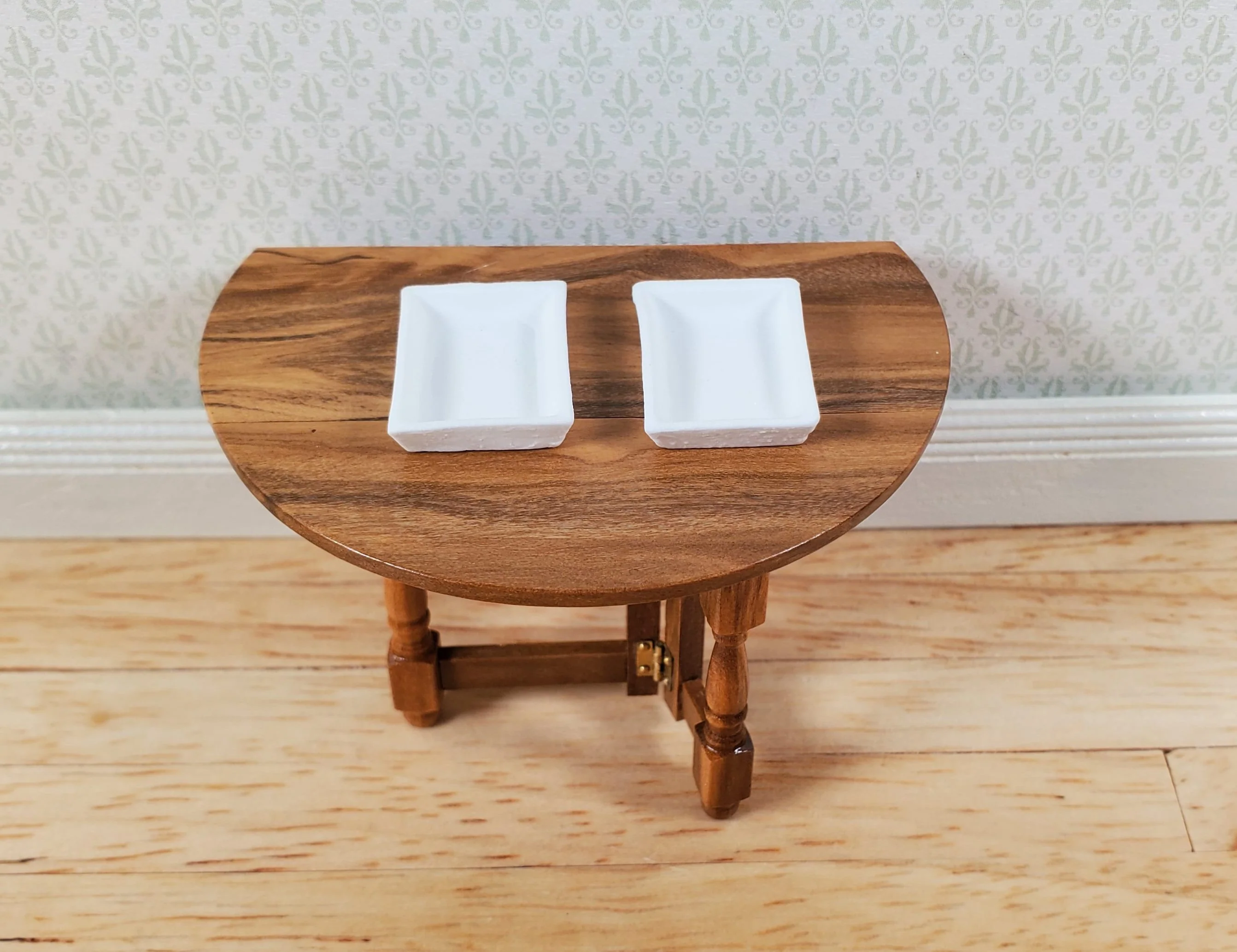 Dollhouse HALF SCALE Rectangular White Unglazed Ceramic Baking Trays 1:24