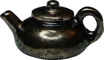 Dollhouse HALF SCALE Round Teapot Dark Silver Metal 1:24 Scale