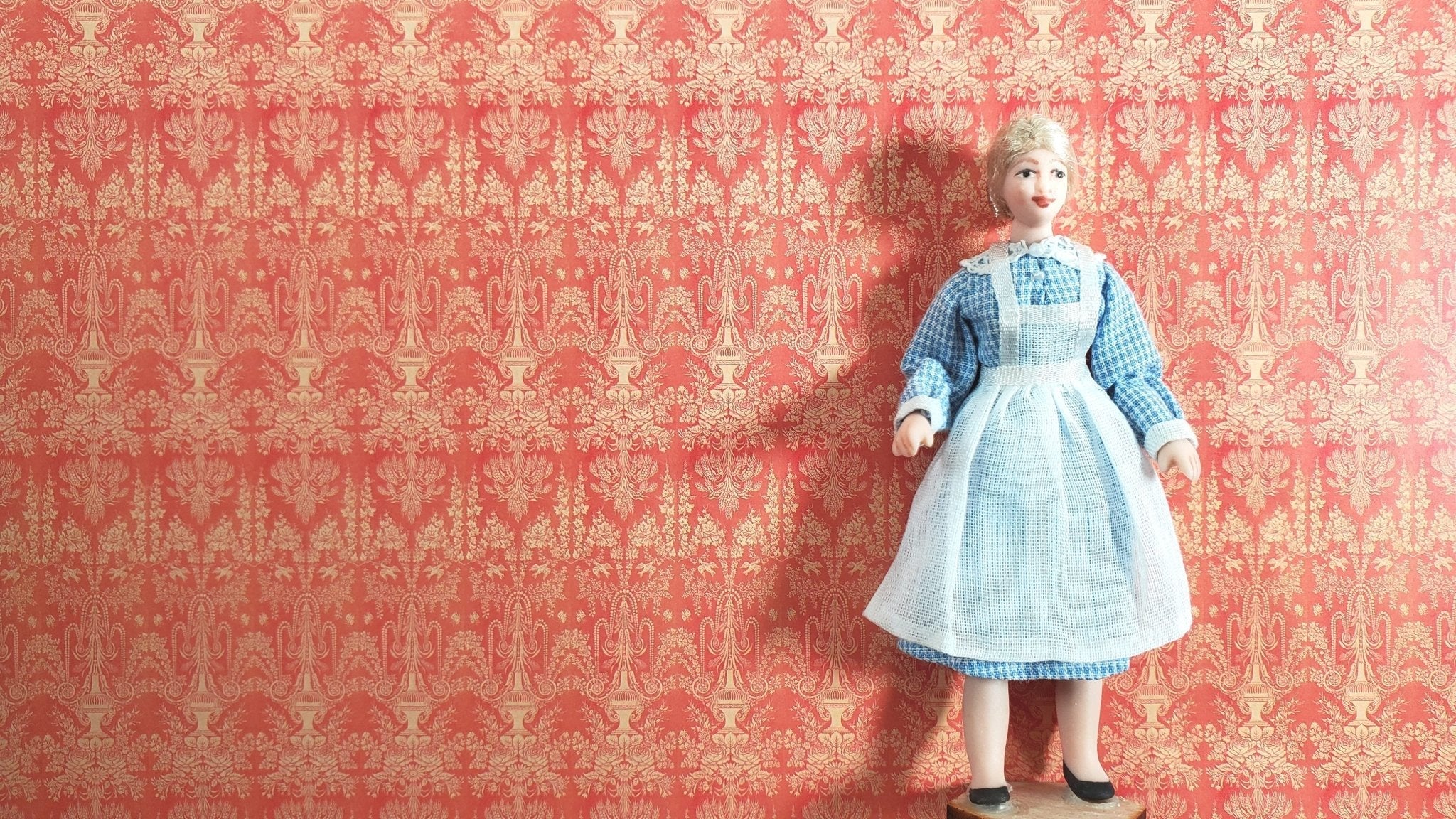 Dollhouse HALF SCALE Victorian Wallpaper Pink Salmon 1 Sheet World Model 1:24 - Image 3