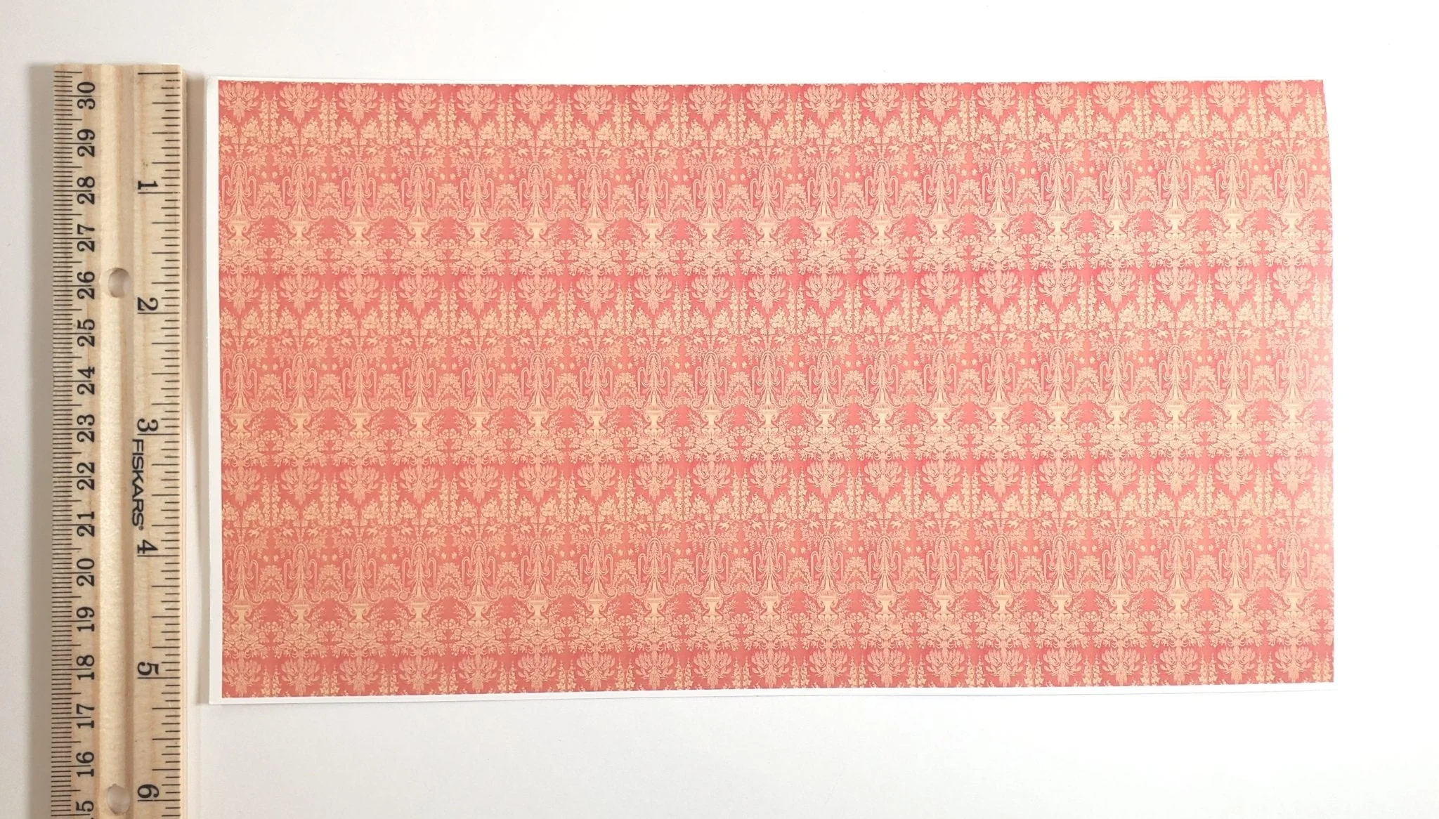 Dollhouse HALF SCALE Victorian Wallpaper Pink Salmon 1 Sheet World Model 1:24 - Image 5