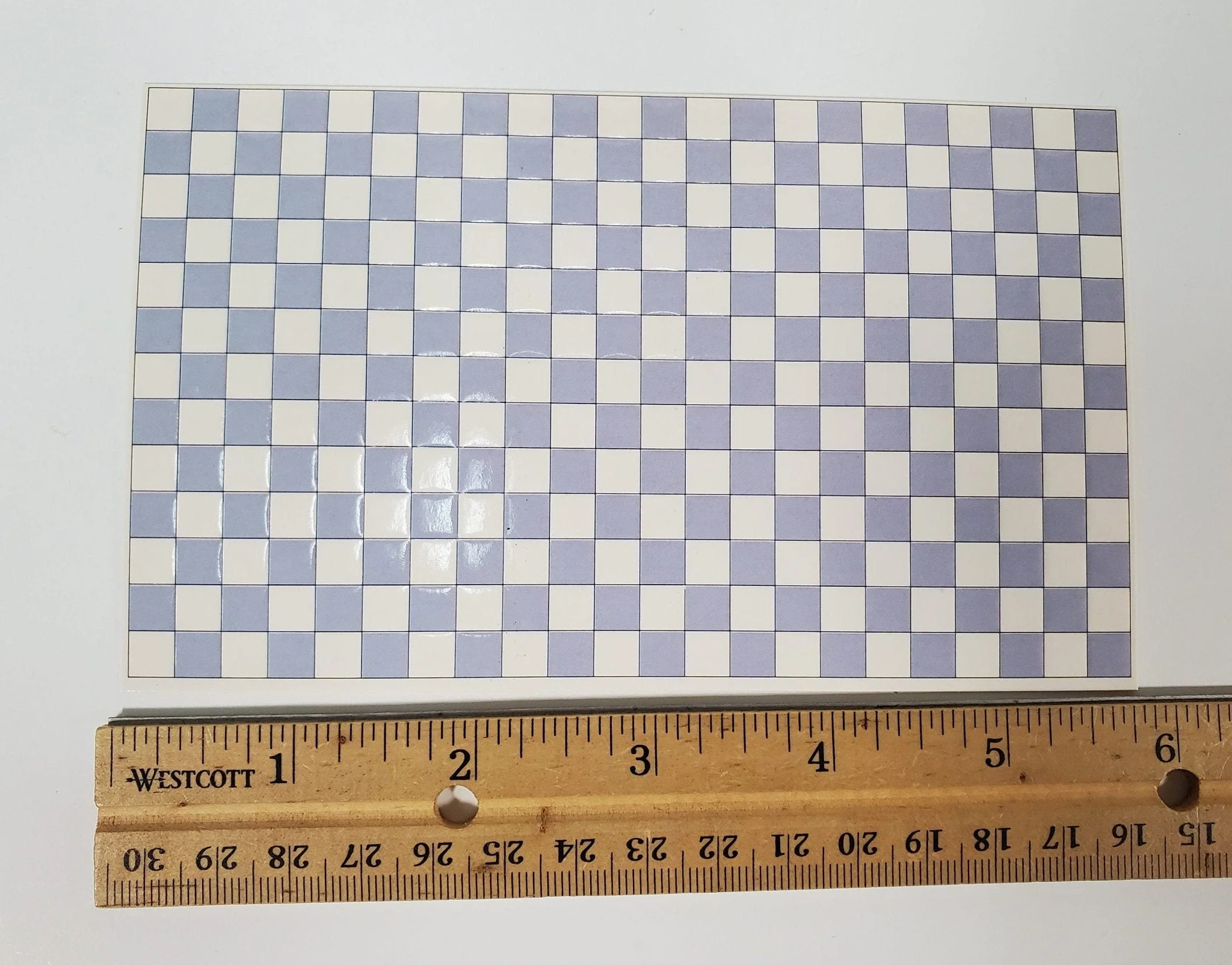 Dollhouse HALF SCALE Wall or Floor Tiles Embossed Light Blue Checked 1:24 Scale World Model - Image 2