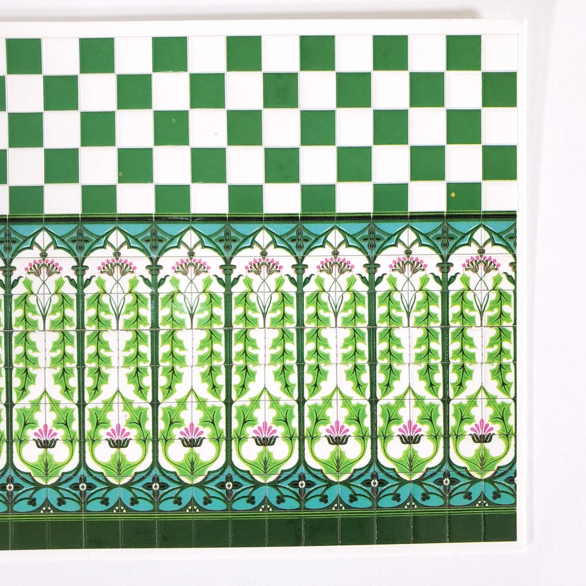 Dollhouse HALF SCALE Wall Tiles Embossed Art Nouveau Thistle 1:24 Scale World Model - Image 2