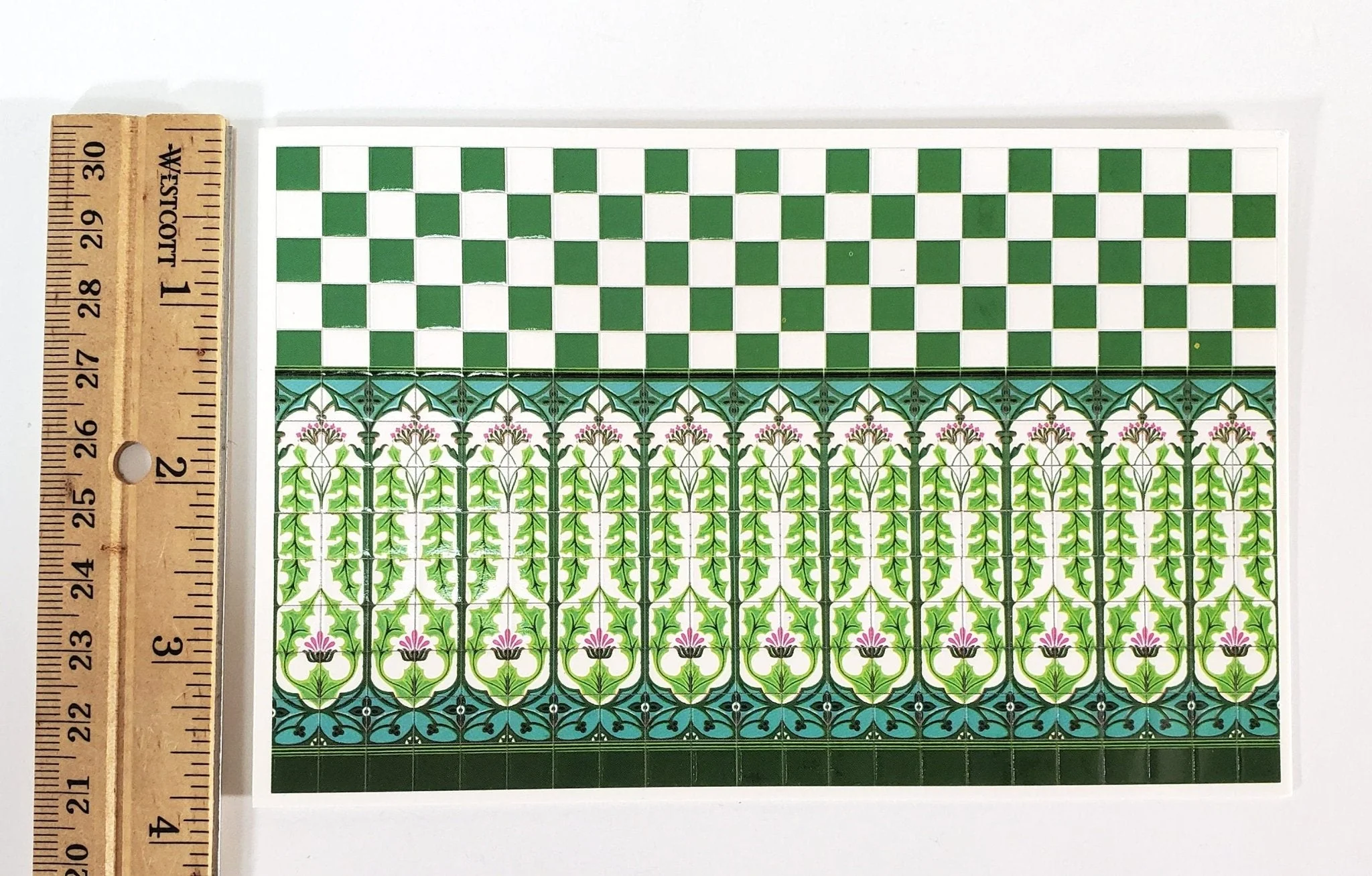 Dollhouse HALF SCALE Wall Tiles Embossed Art Nouveau Thistle 1:24 Scale World Model - Image 4
