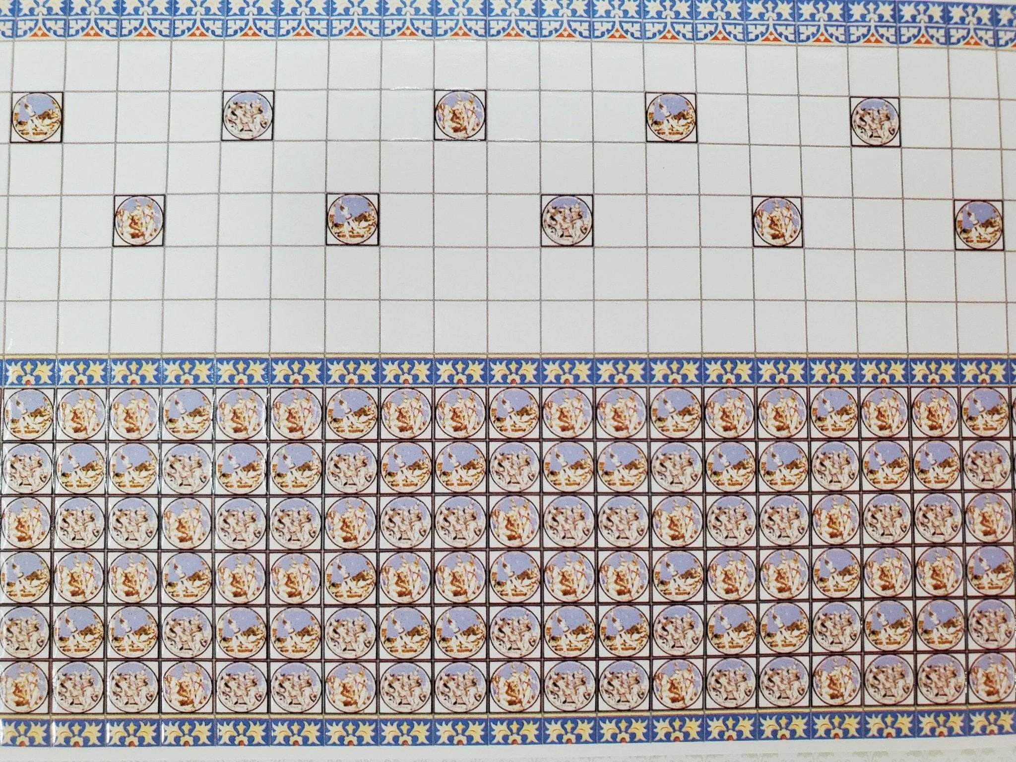 Dollhouse HALF SCALE Wall Tiles Embossed Blue Cream 1:24 Scale World Model - Image 4