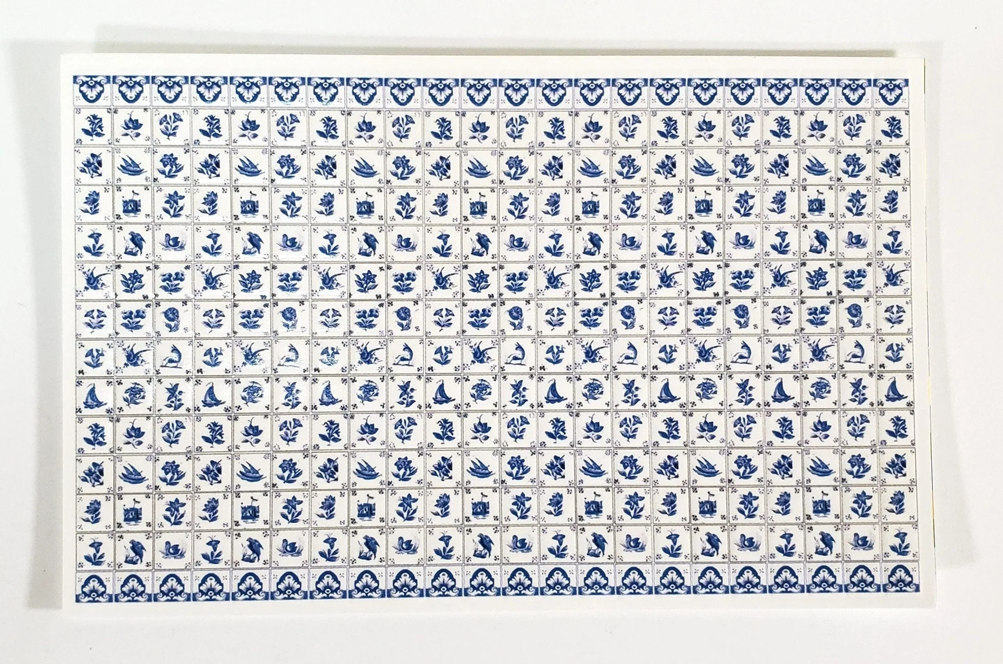 Dollhouse HALF SCALE Wall Tiles Embossed Delft Blue & White 1:24 Scale World Model