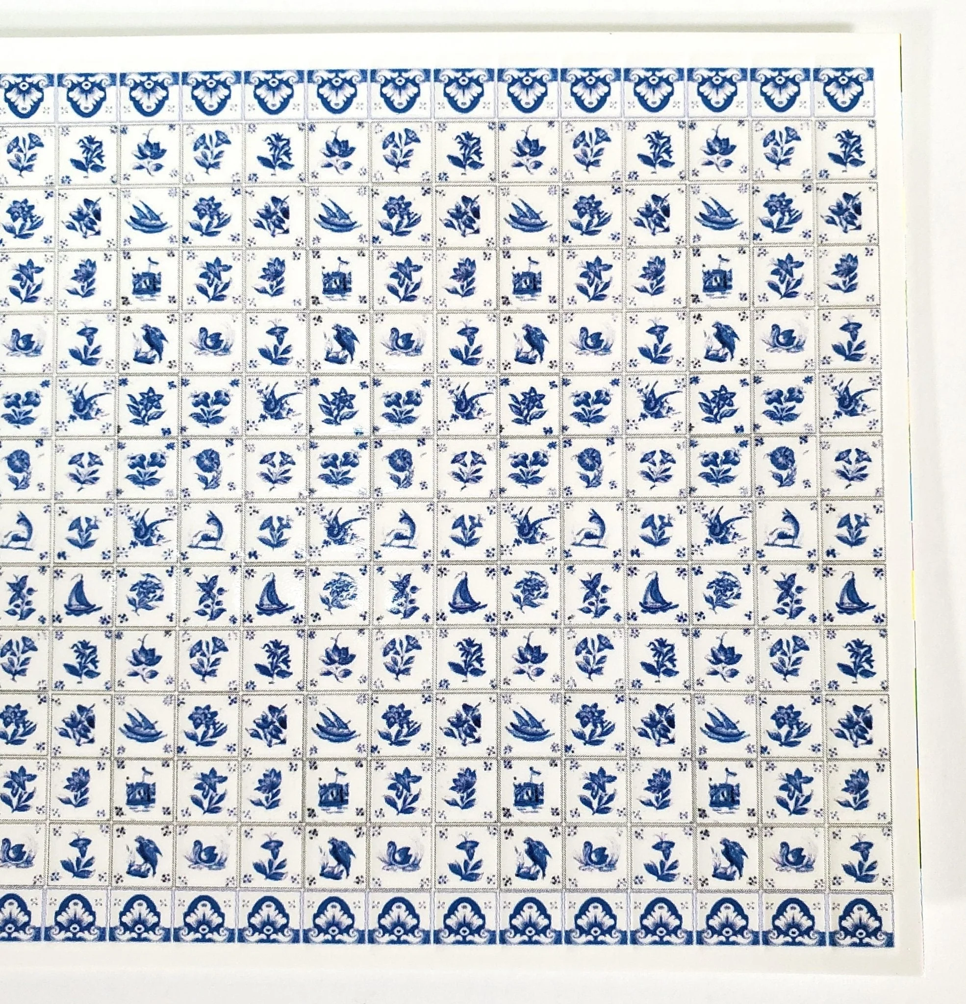 Dollhouse HALF SCALE Wall Tiles Embossed Delft Blue & White 1:24 Scale World Model - Image 2