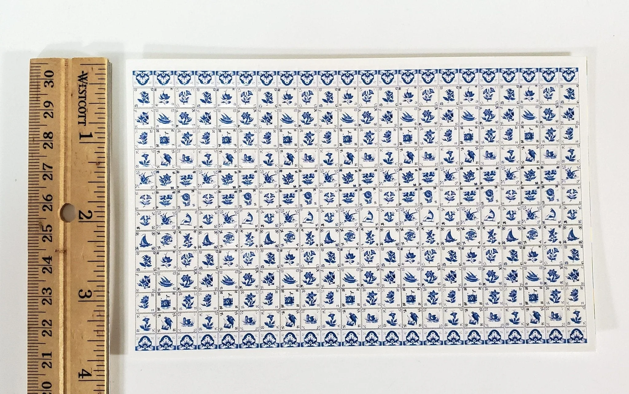 Dollhouse HALF SCALE Wall Tiles Embossed Delft Blue & White 1:24 Scale World Model - Image 4