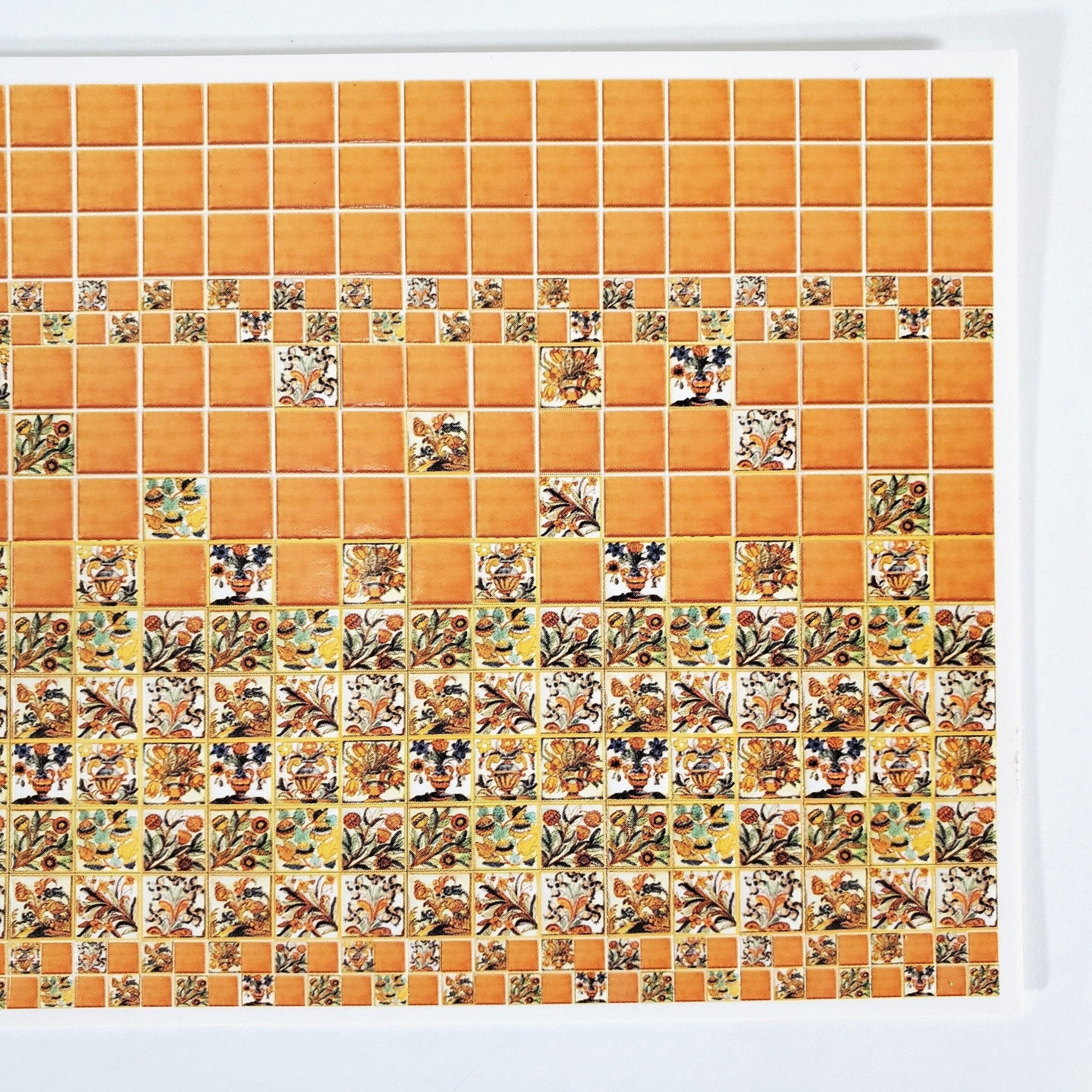 Dollhouse HALF SCALE Wall Tiles Embossed Orange Rust 1:24 Scale World Model - Image 2