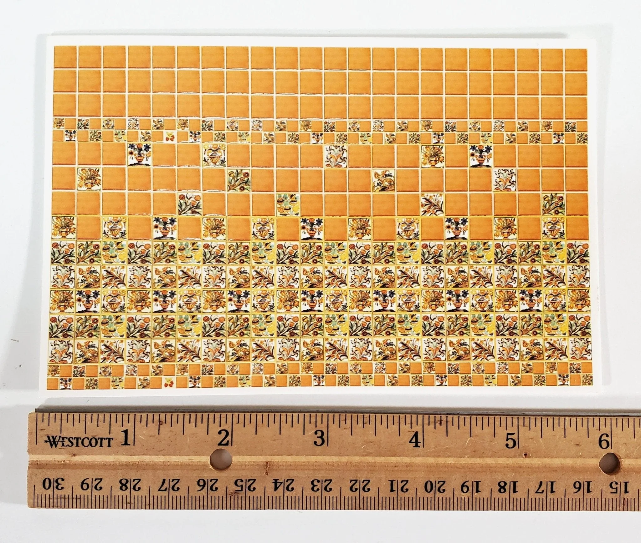 Dollhouse HALF SCALE Wall Tiles Embossed Orange Rust 1:24 Scale World Model - Image 3
