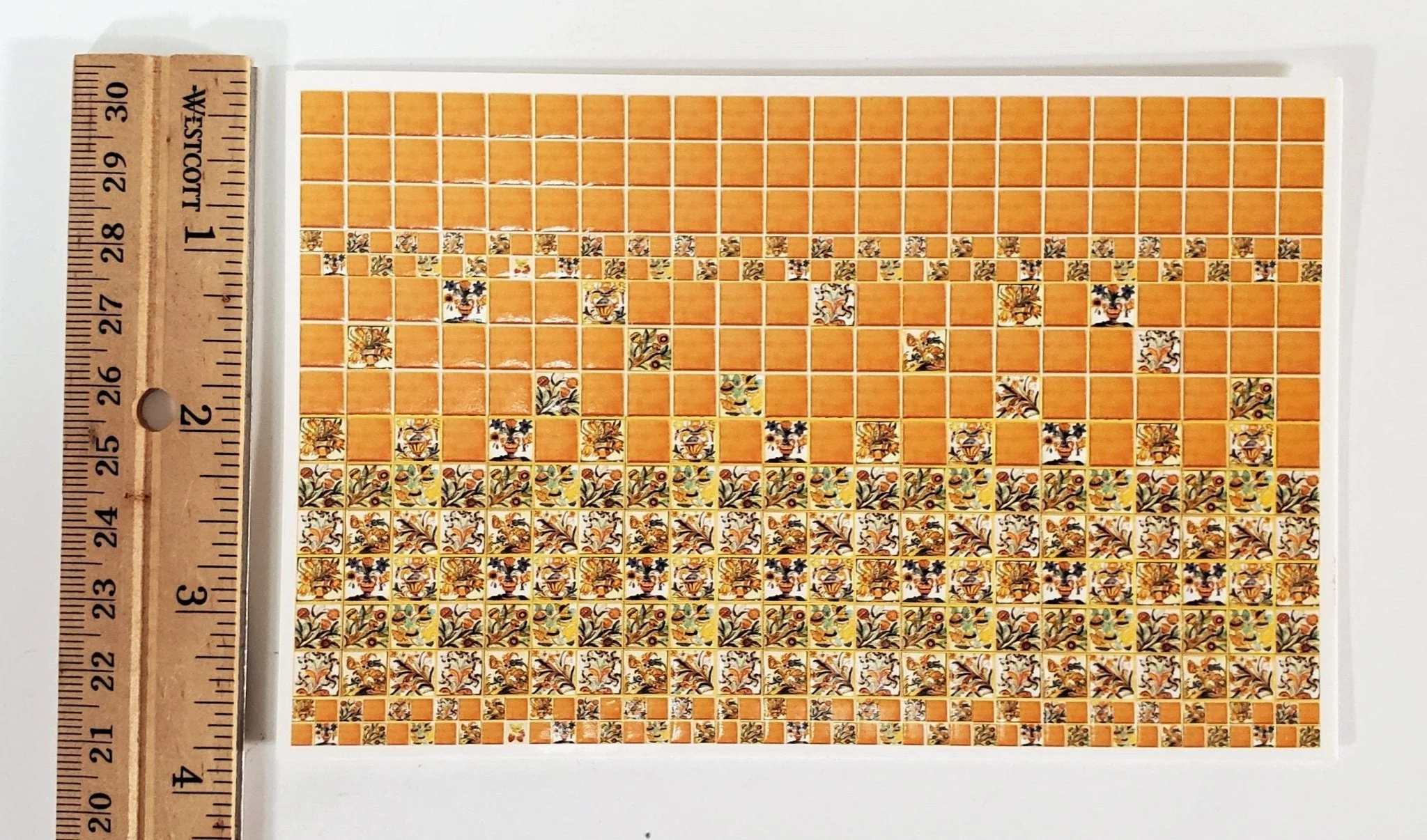 Dollhouse HALF SCALE Wall Tiles Embossed Orange Rust 1:24 Scale World Model - Image 4