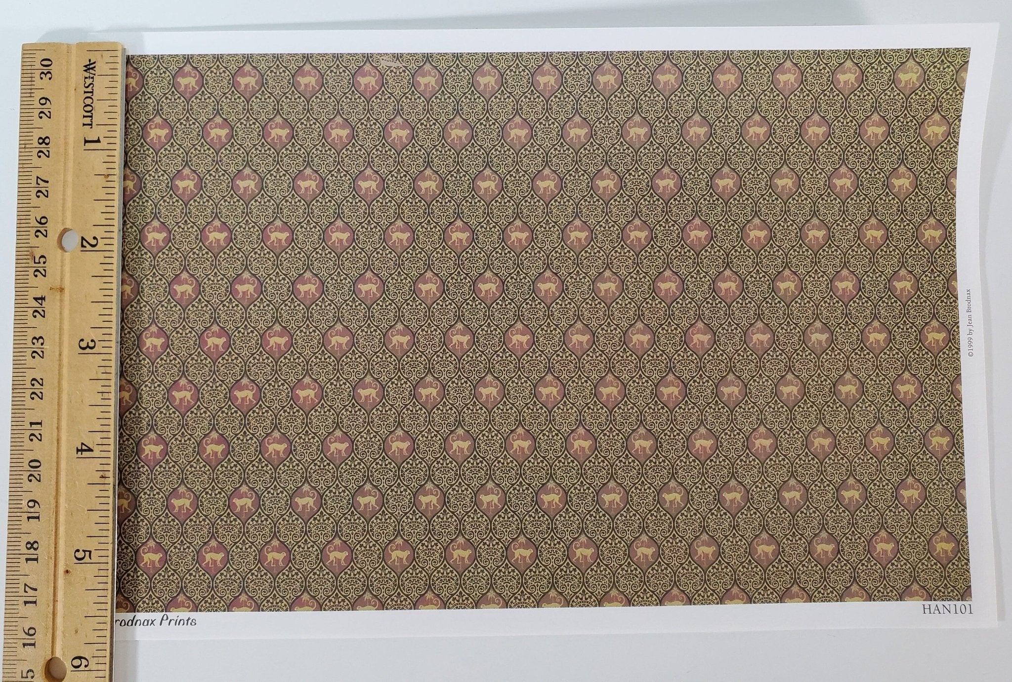 Dollhouse HALF SCALE Wallpaper 3 Sheets Brown Black Tan "Monkeys" 1:24 Scale - Image 4