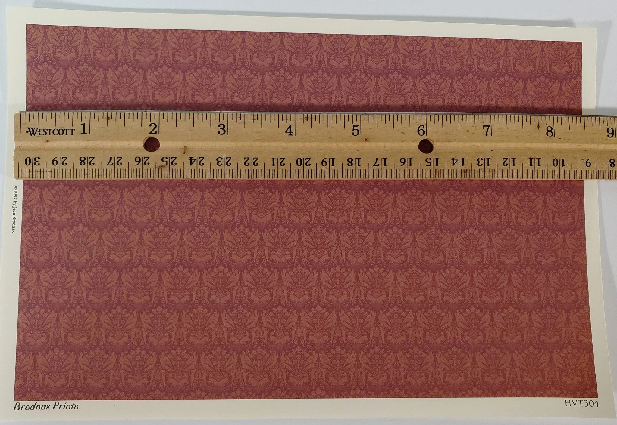Dollhouse HALF SCALE Wallpaper 3 Sheets Dark Burgundy "Peregrine" 1:24 Scale - Image 3