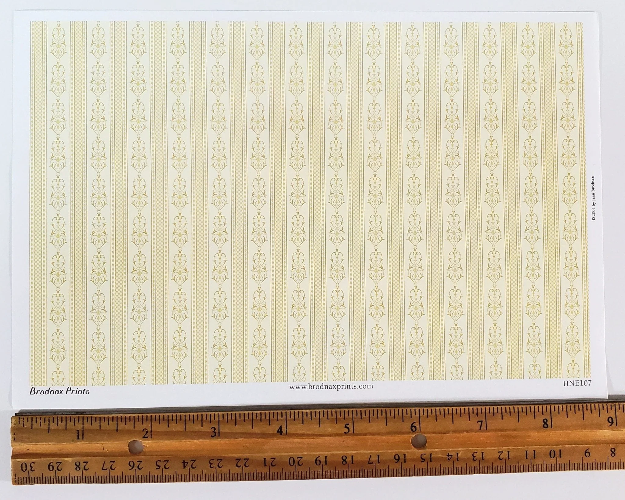 Dollhouse HALF SCALE Wallpaper 3 Sheets Gold White Cream "Palais" 1:24 Scale - Image 3