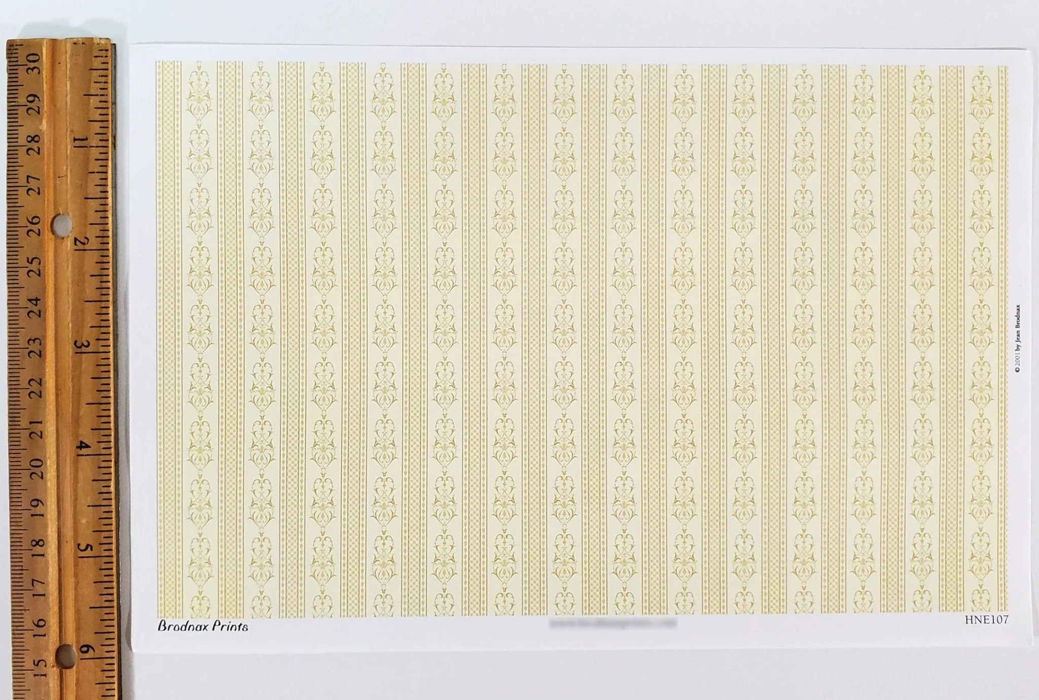 Dollhouse HALF SCALE Wallpaper 3 Sheets Gold White Cream "Palais" 1:24 Scale - Image 4