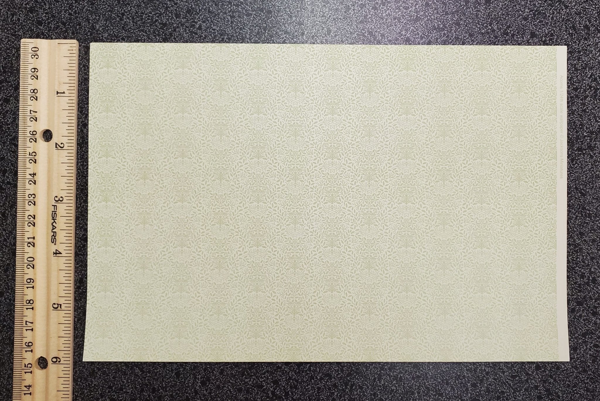 Dollhouse HALF SCALE Wallpaper 3 Sheets Green on Cream "Acorns" 1:24 Scale - Image 3