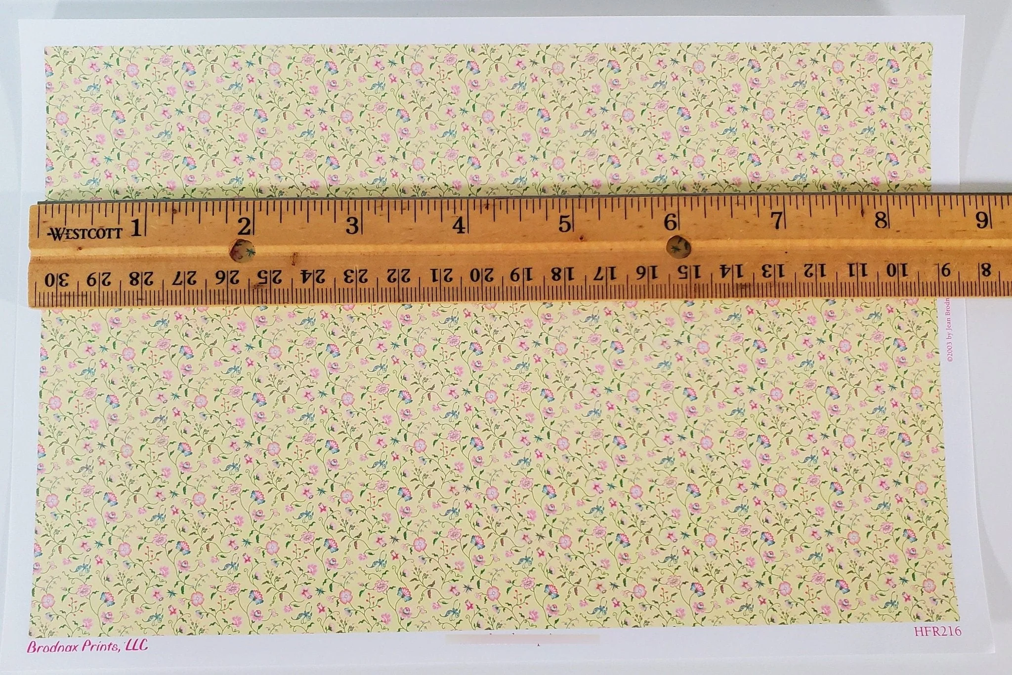 Dollhouse HALF SCALE Wallpaper 3 Sheets Pale Yellow Floral "Papillon" 1:24 Scale - Image 3