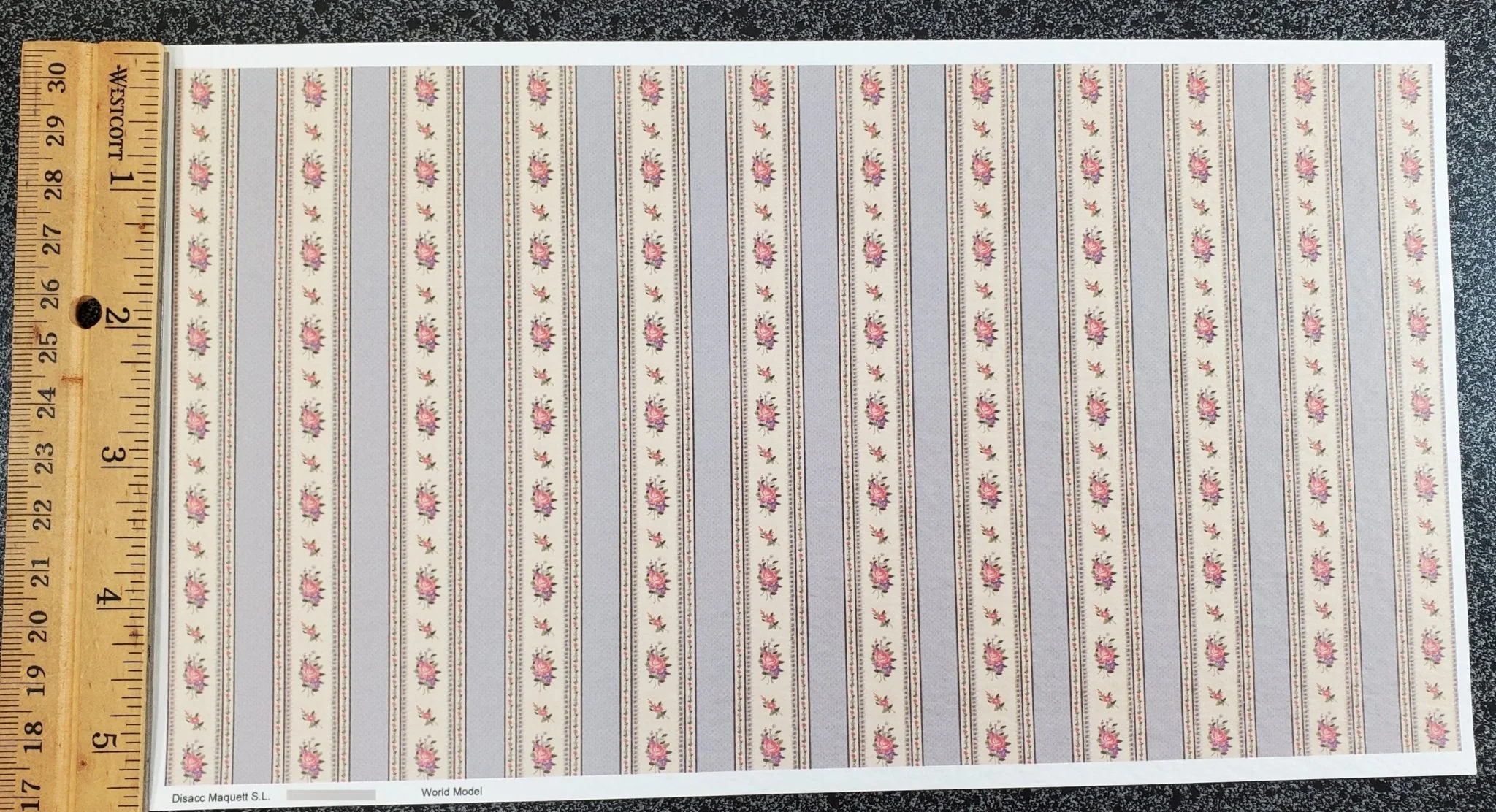 Dollhouse HALF SCALE Wallpaper Blue Stripes 1 Sheet World Model 1:24 Floral - Image 3