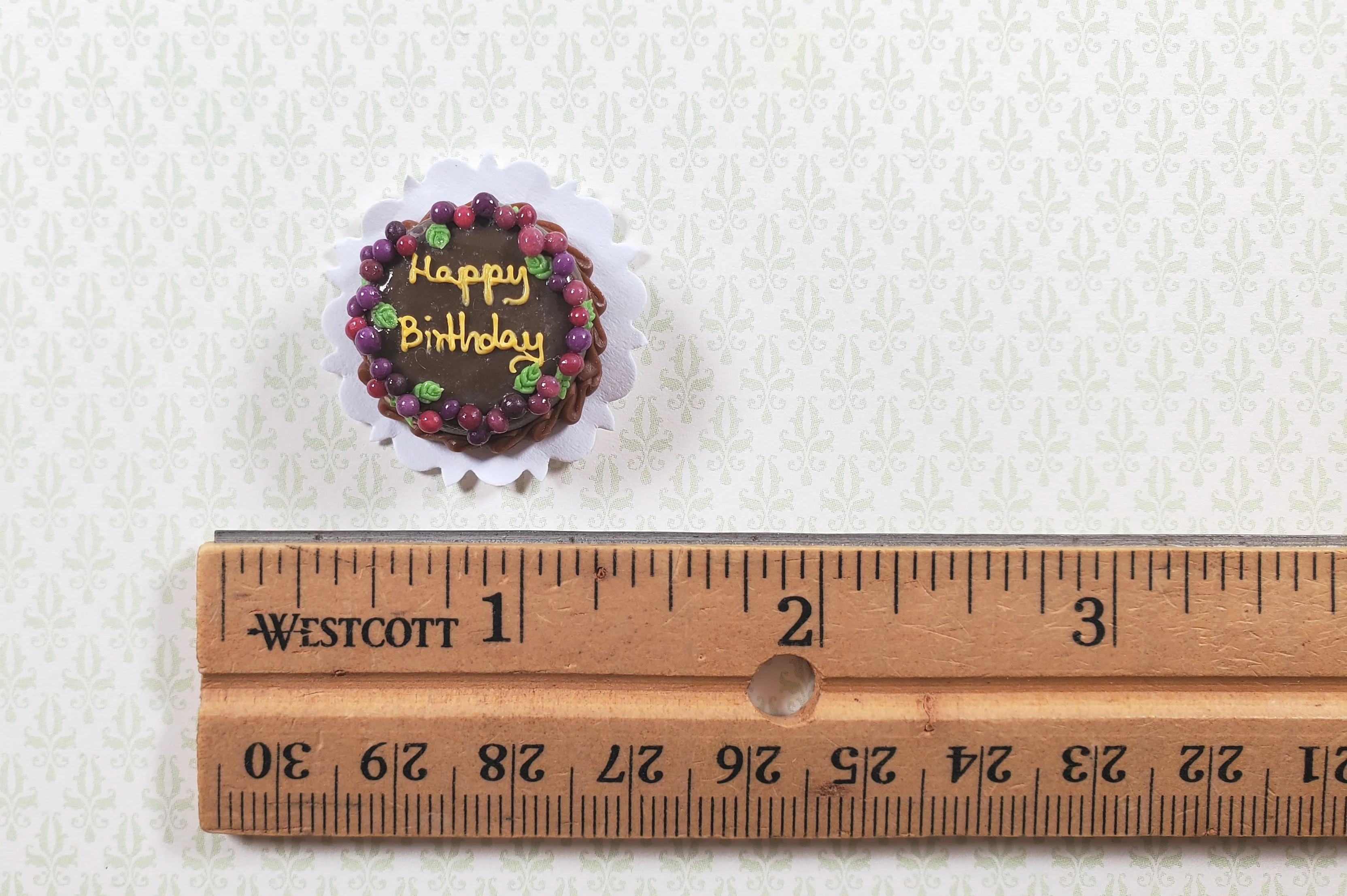Dollhouse Happy Birthday Cake Chocolate 1:12 Scale Miniature Food Dessert Bakery - Image 3