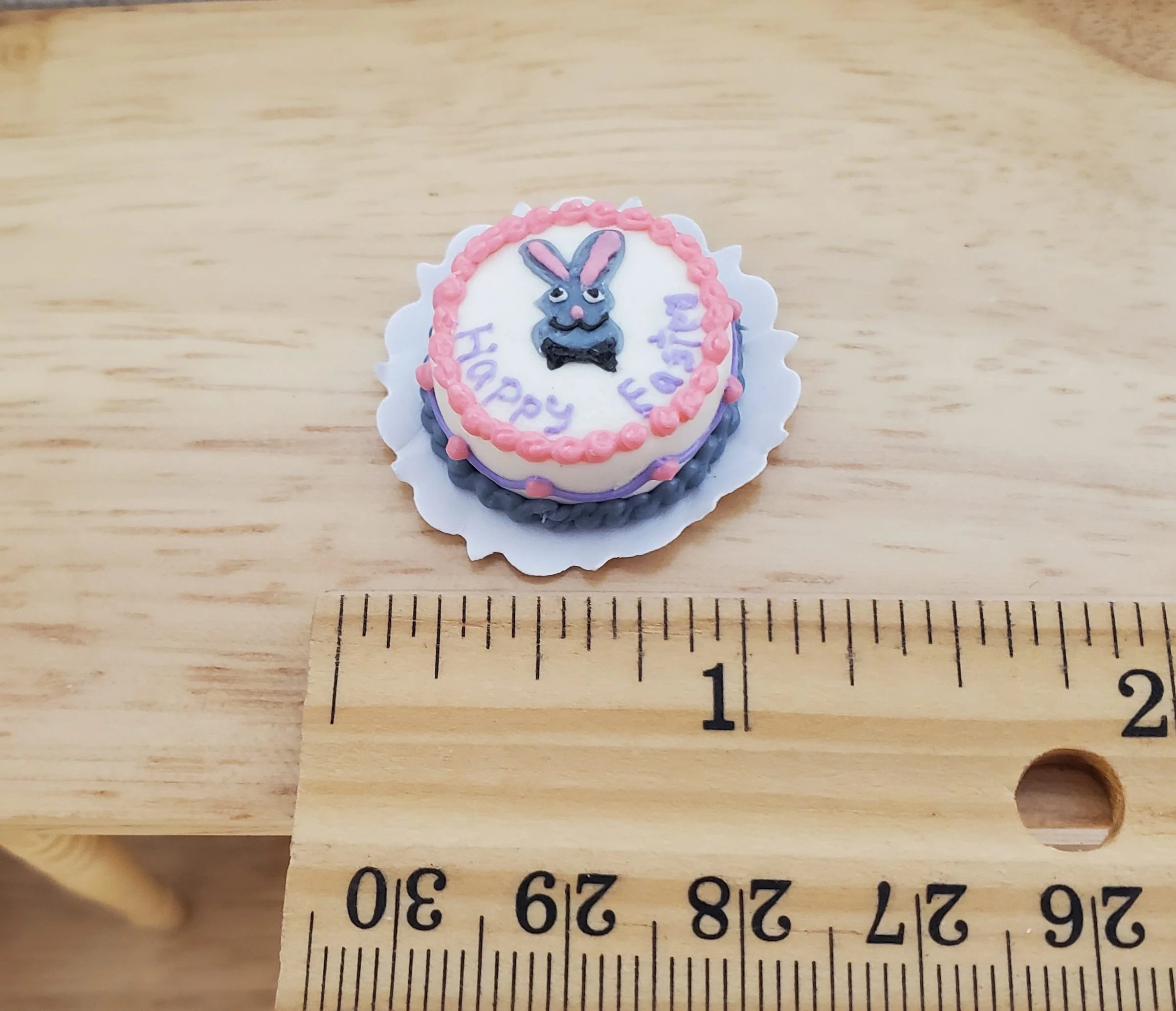 Dollhouse Happy Easter Cake with Bunny Rabbit 1:12 Scale - Image 4