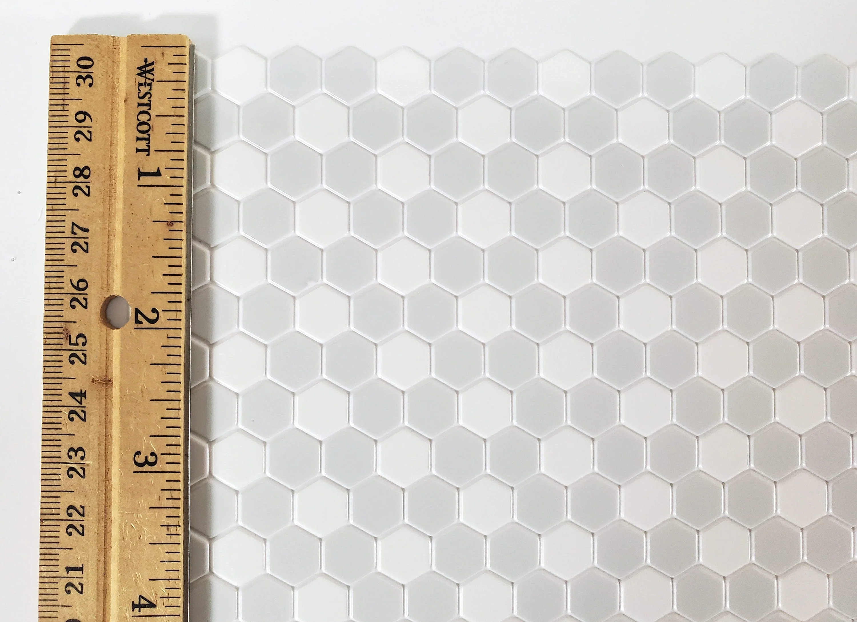 Dollhouse Hexagon Vinyl Tile Flooring Embossed Gray & White 1:12 Scale Miniatures - Image 3