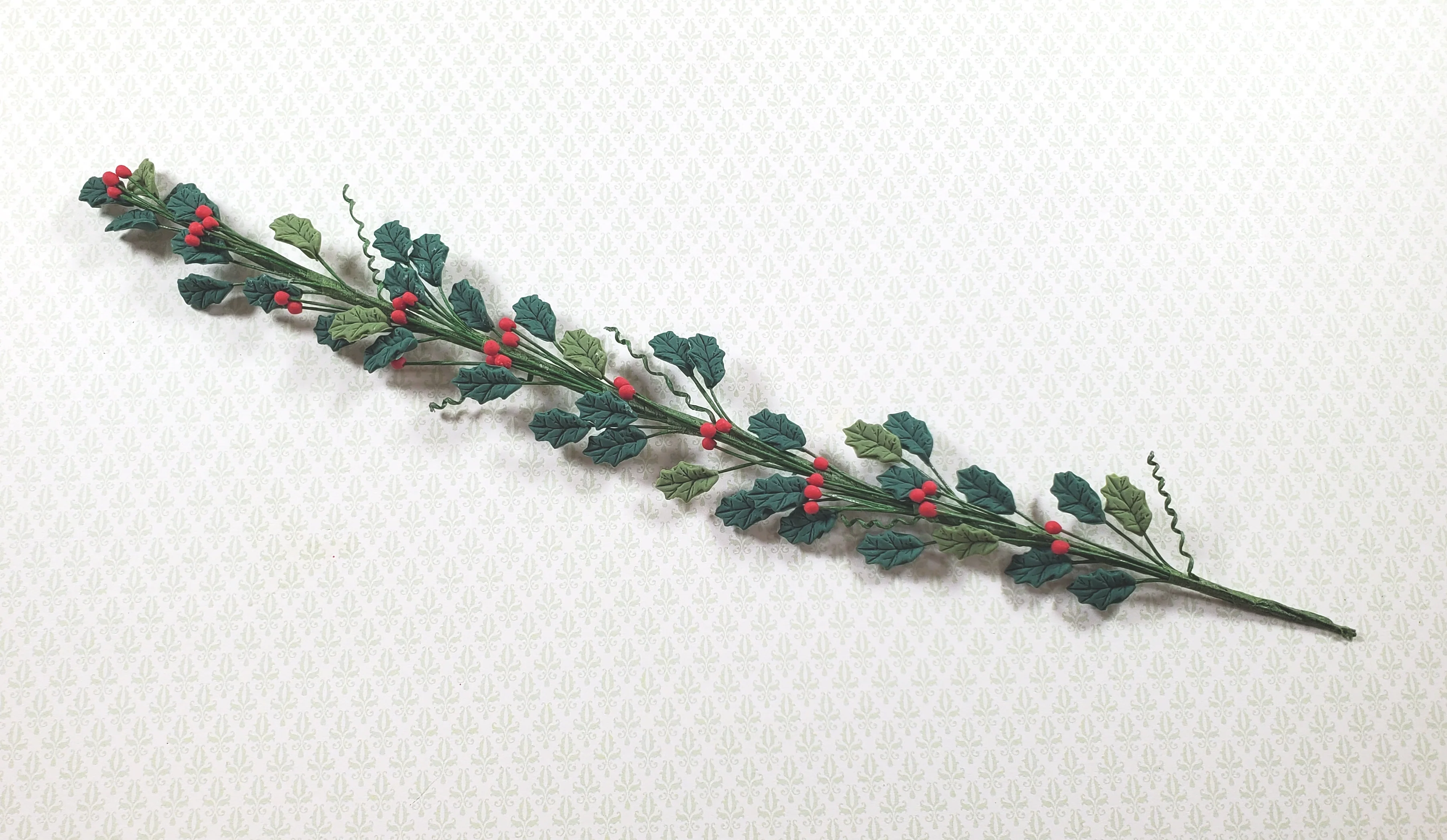 Dollhouse Holly and Red Berry Vine 1:12 Scale Miniature Garden Plants Flowers - Image 2