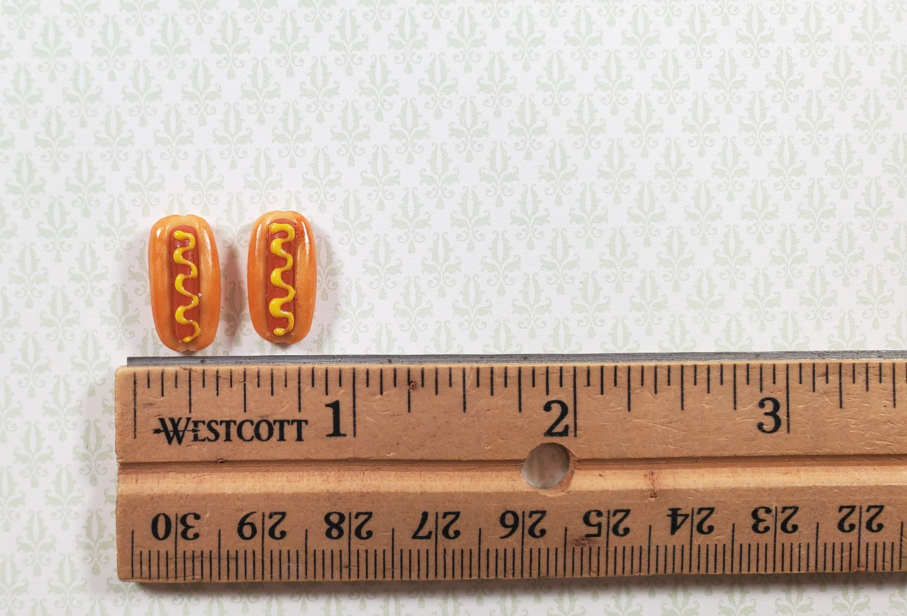 Dollhouse Hot Dogs with Mustard Set of 2 1:12 Scale Miniature Food Kitchen - Image 3