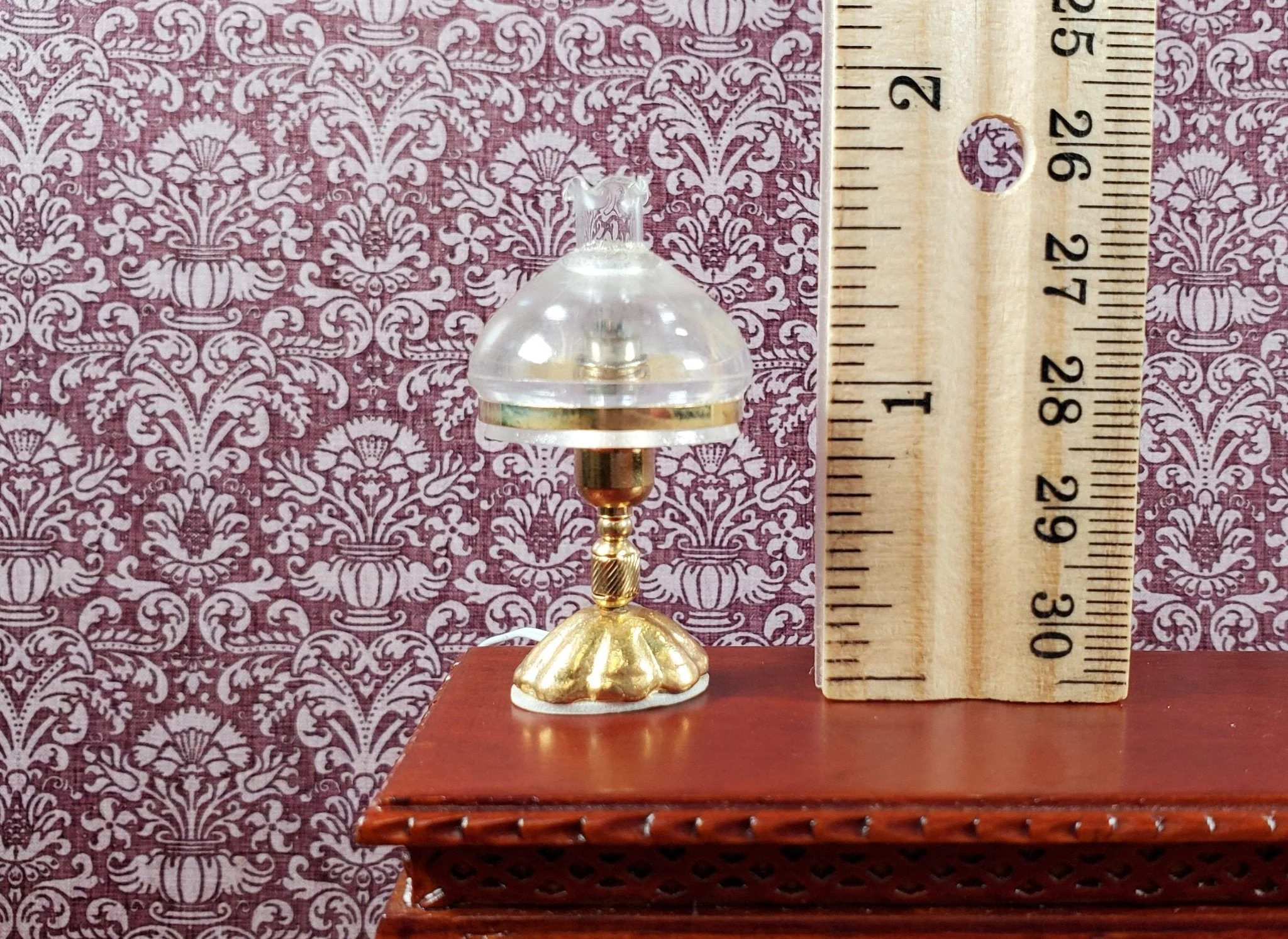 Dollhouse Hurricane Oil Lamp Table Light 12 Volt Light 1:12 Scale Miniature - Image 3