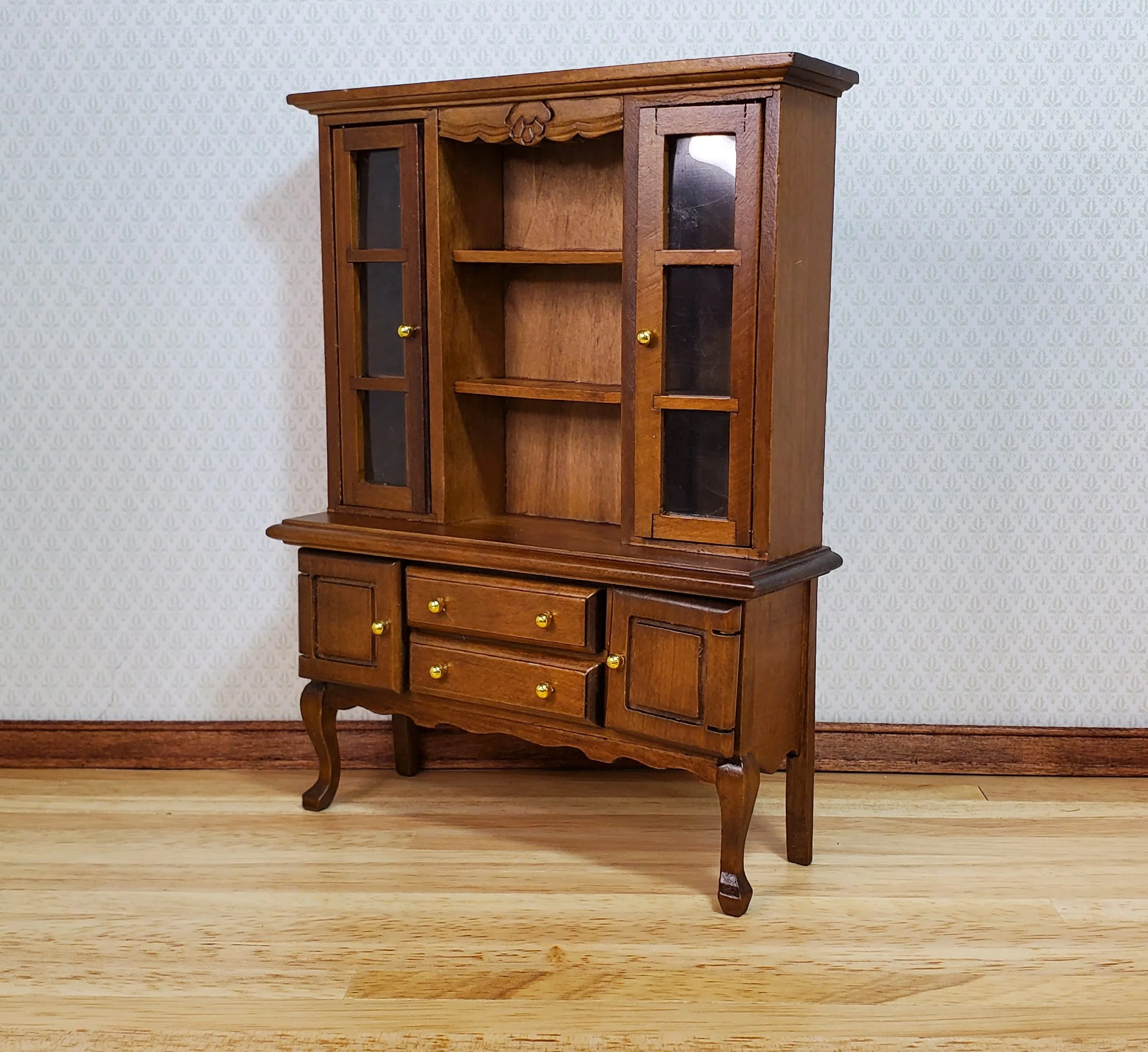 Dollhouse Hutch Cabinet Queen Anne Style Wood 1:12 Scale Miniature Furniture - Image 2