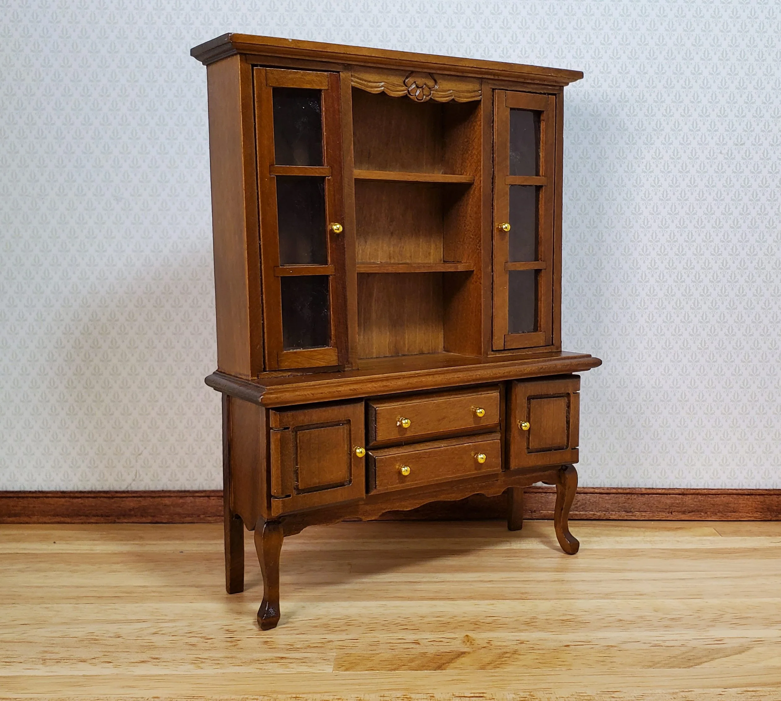 Dollhouse Hutch Cabinet Queen Anne Style Wood 1:12 Scale Miniature Furniture - Image 4