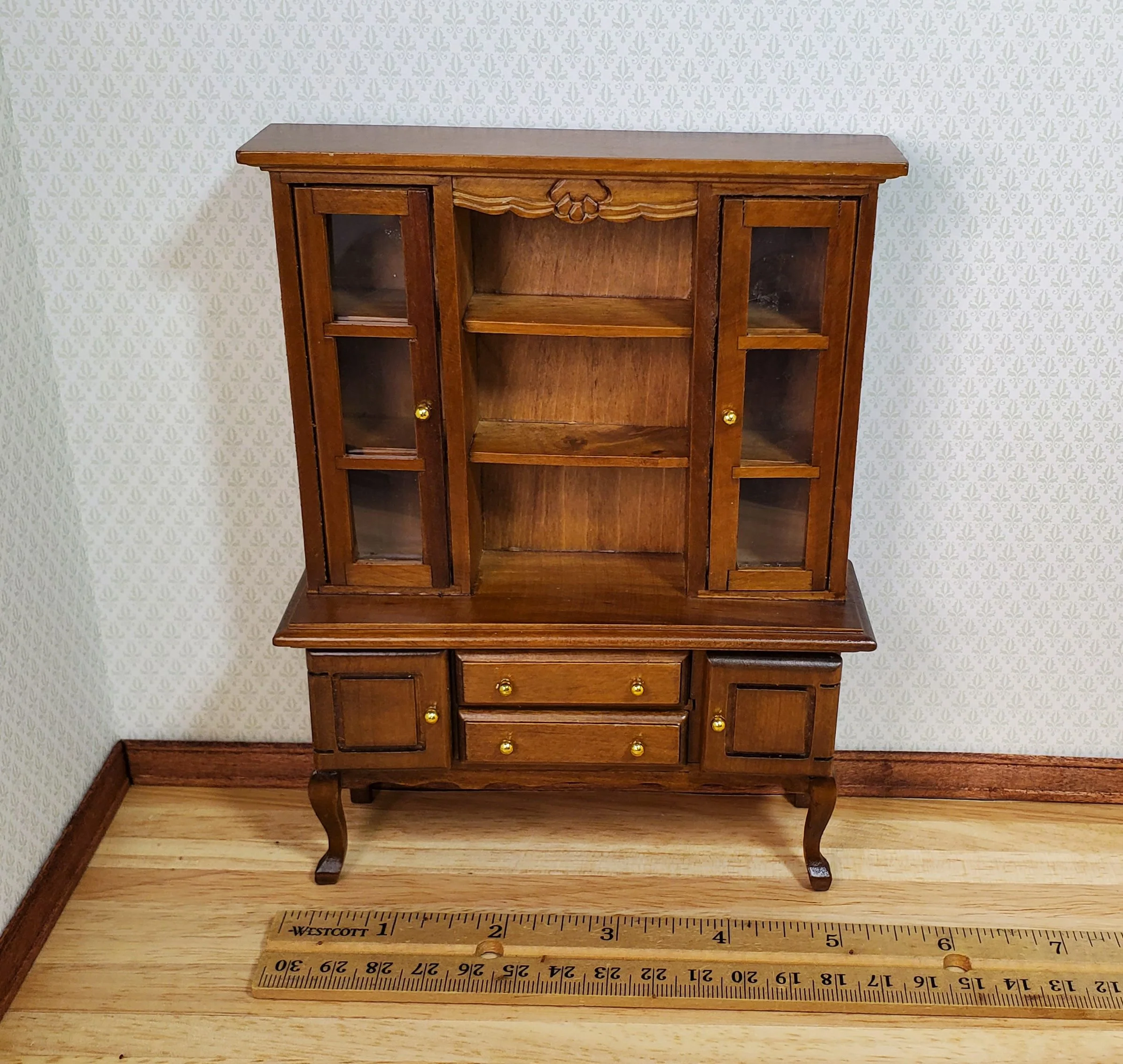 Dollhouse Hutch Cabinet Queen Anne Style Wood 1:12 Scale Miniature Furniture - Image 5