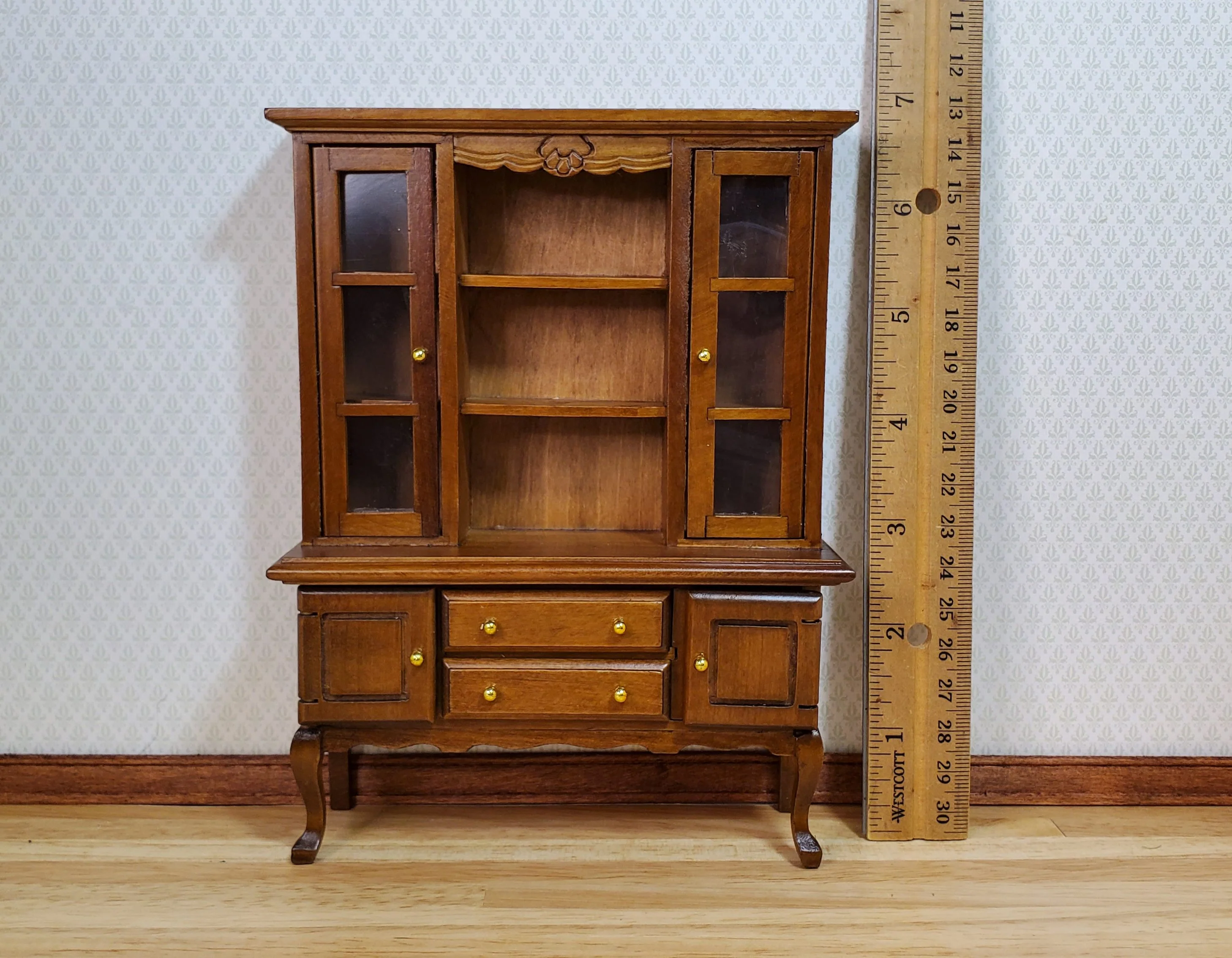 Dollhouse Hutch Cabinet Queen Anne Style Wood 1:12 Scale Miniature Furniture - Image 6