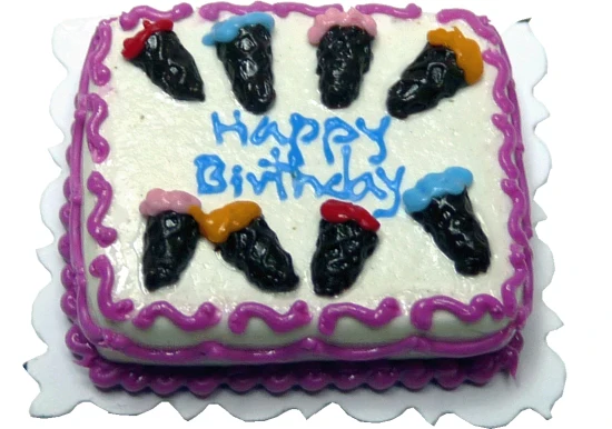 Dollhouse Ice Cream Cone Happy Birthday Cake 1:12 Scale Miniature Food Bakery