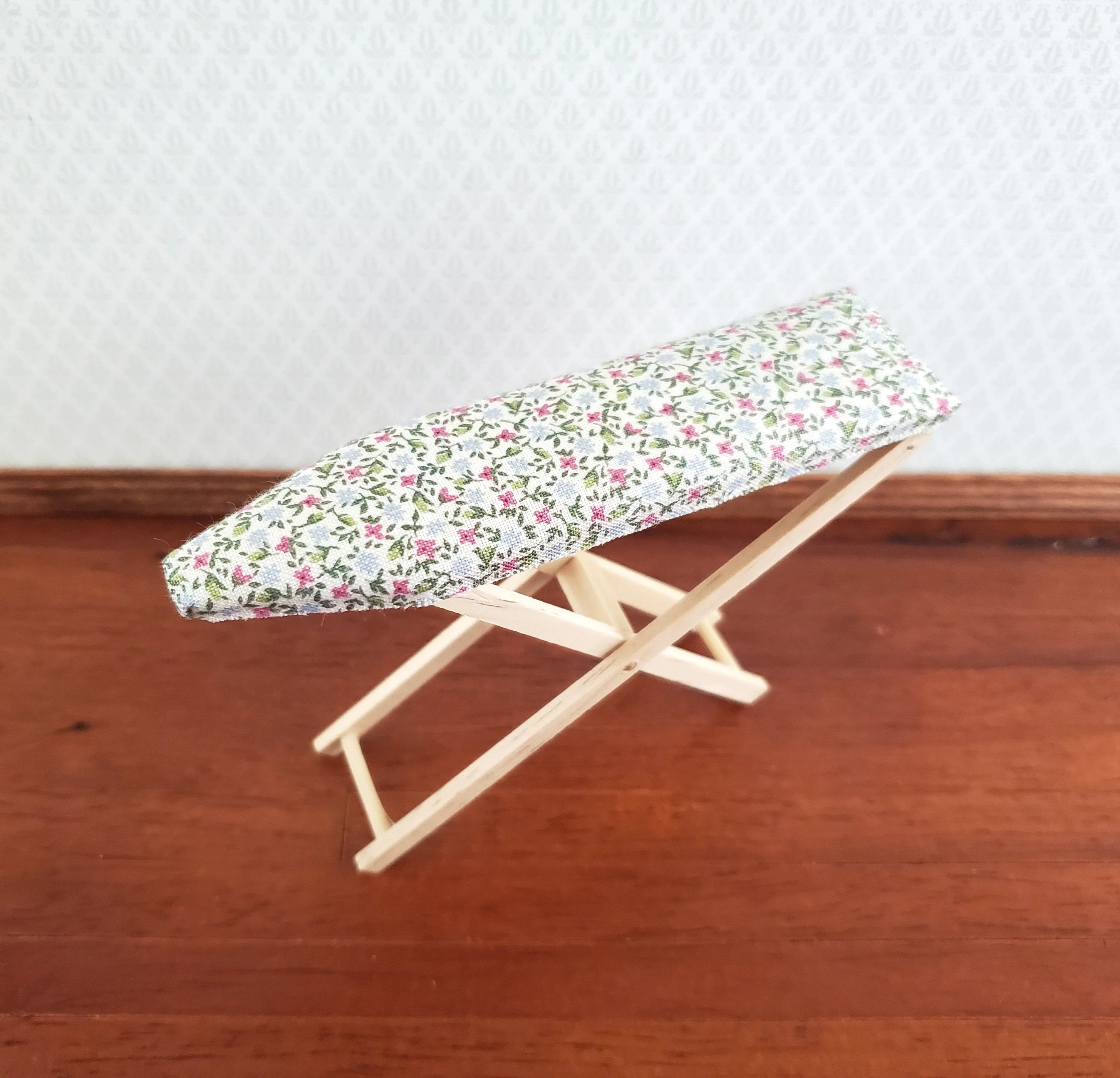 Dollhouse Ironing Board Folding with Small Print Floral Cover 1:12 Scale by Falcon - Image 2