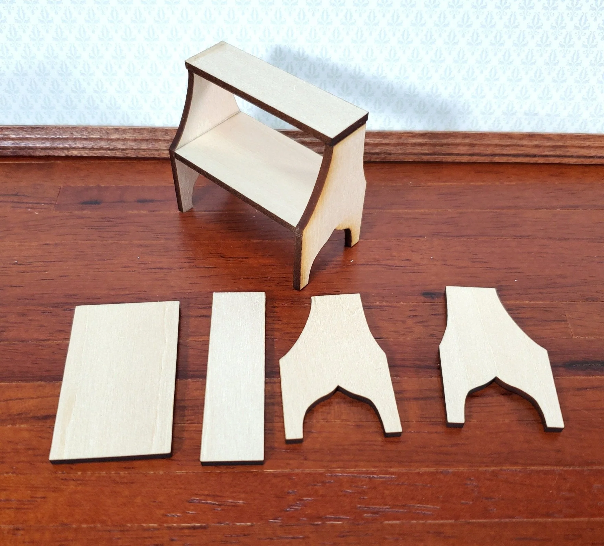 Dollhouse KIT Large Step Stool Library or Bed Steps 1:12 Scale Easy to Assemble