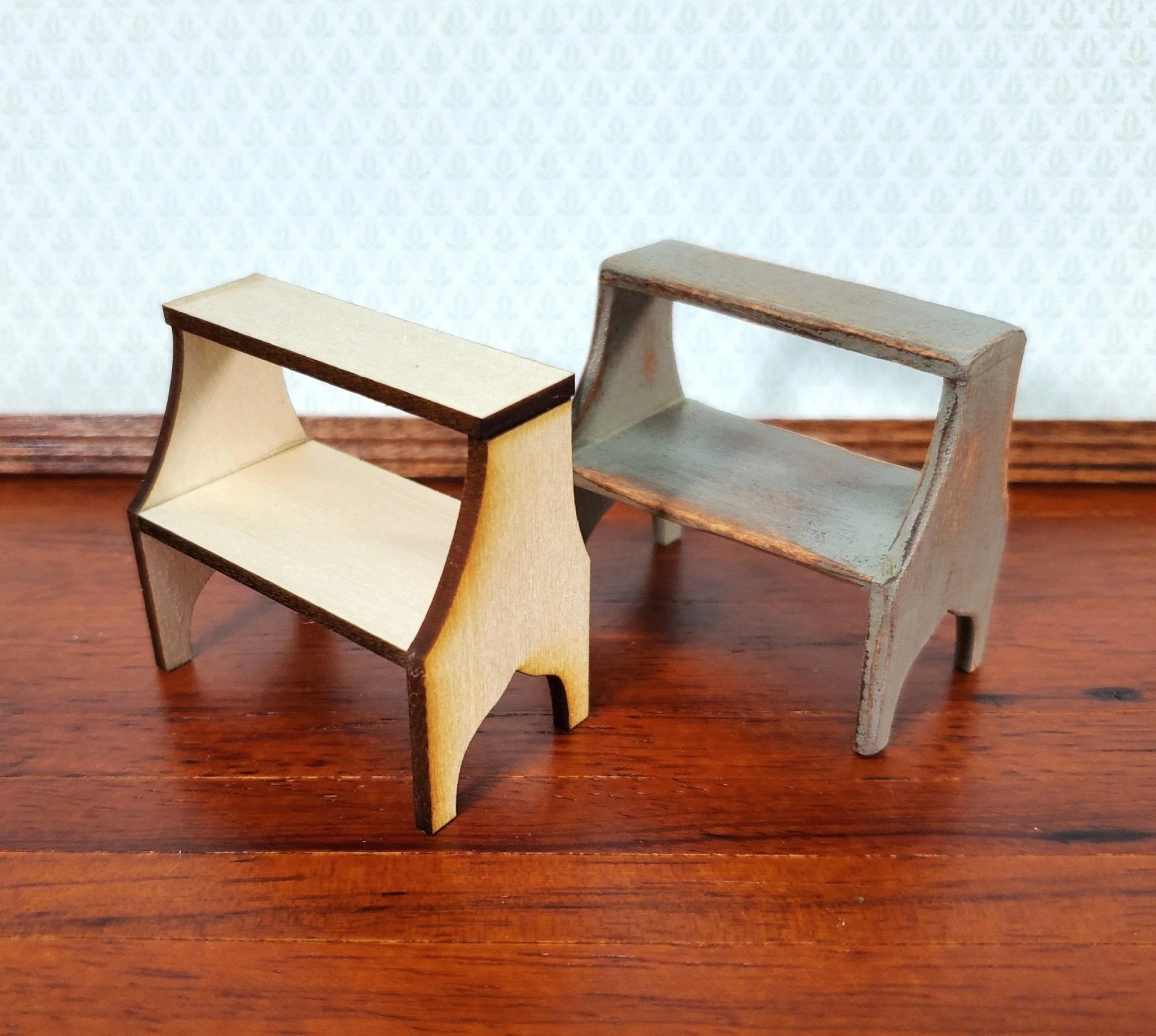 Dollhouse KIT Large Step Stool Library or Bed Steps 1:12 Scale Easy to Assemble - Image 2