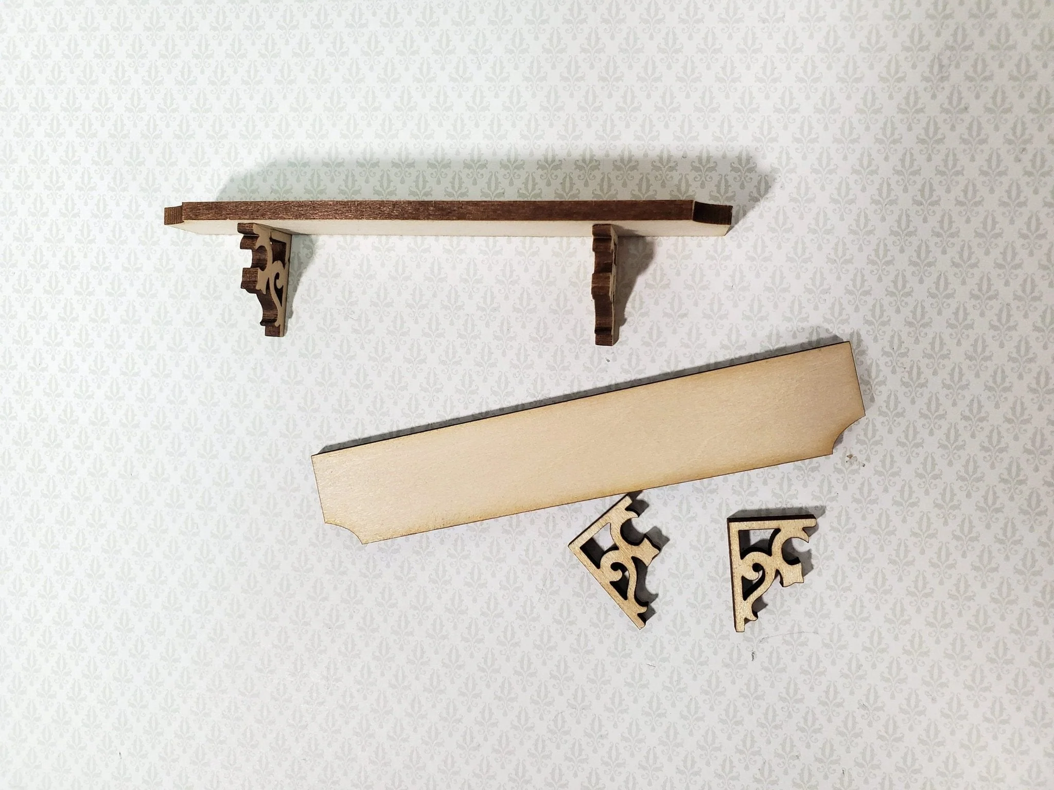 Dollhouse KIT Long Shelf 4" with Decorative Brackets 1:12 Scale Miniature DIY - Image 3