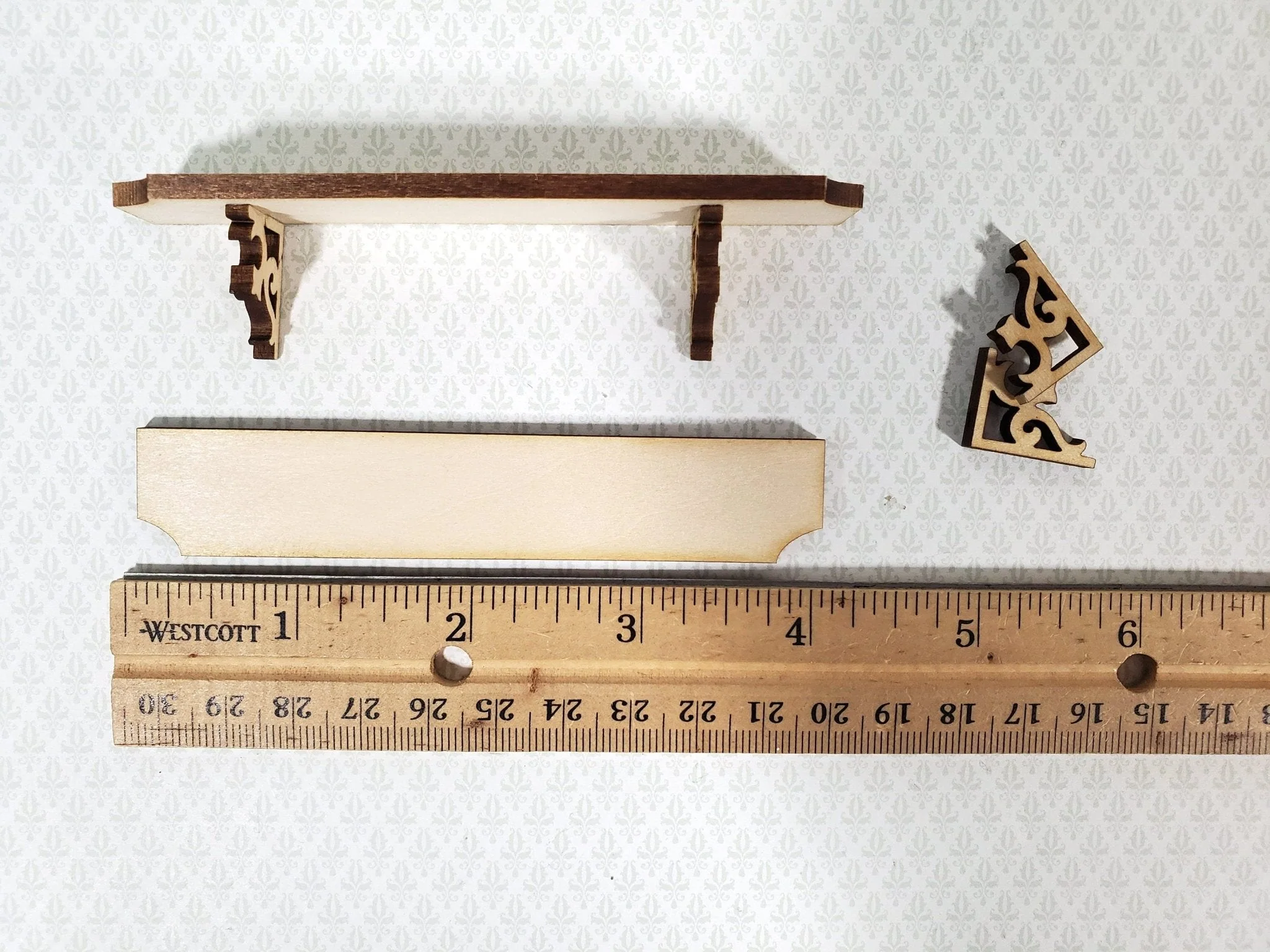 Dollhouse KIT Long Shelf 4" with Decorative Brackets 1:12 Scale Miniature DIY - Image 4