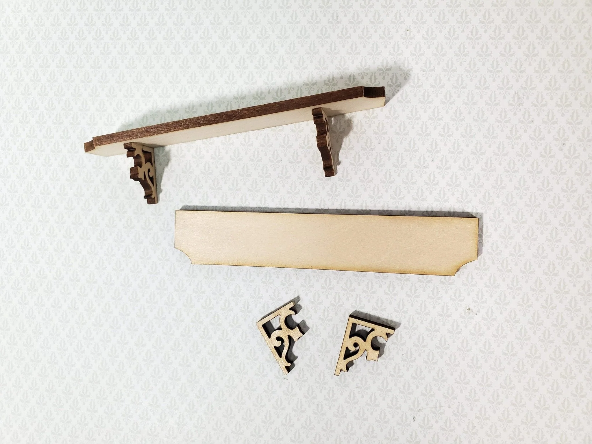 Dollhouse KIT Long Shelf 4" with Decorative Brackets 1:12 Scale Miniature DIY - Image 5