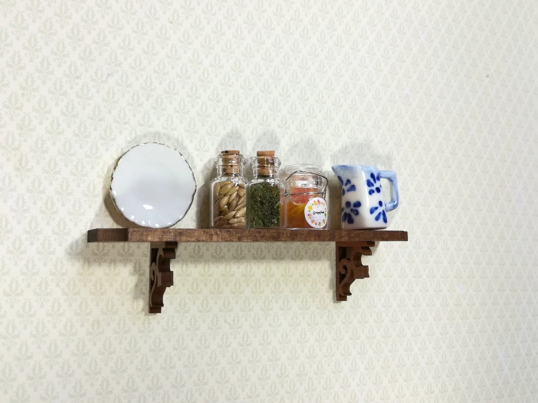 Dollhouse KIT Long Shelf 4" with Decorative Brackets 1:12 Scale Miniature DIY - Image 7
