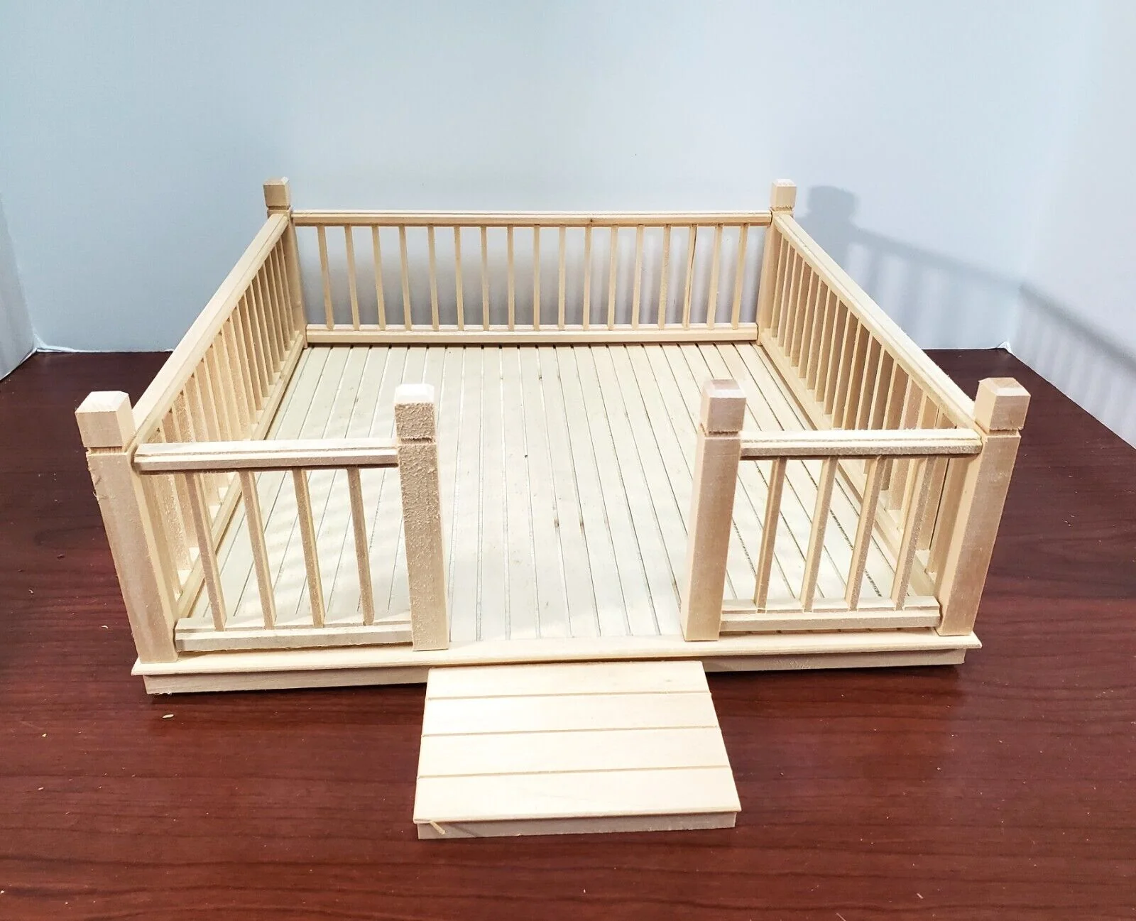 Dollhouse KIT Patio Deck Garden Decking with Railings Wood 1:12 Scale Miniature - Image 2
