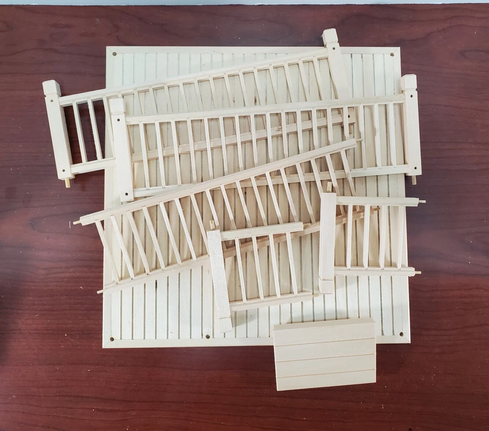 Dollhouse KIT Patio Deck Garden Decking with Railings Wood 1:12 Scale Miniature - Image 3